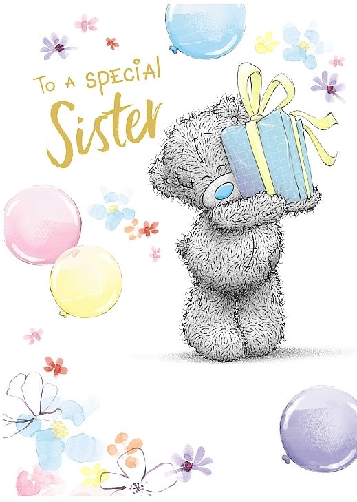 Sister Birthday Bear Holding Gift Card by Me to You