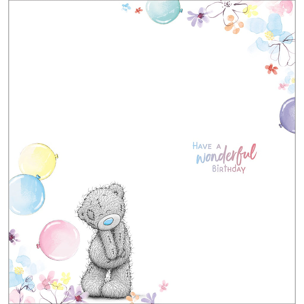 Inside of 21st Birthday Bear with Cake Card featuring Tatty Bear