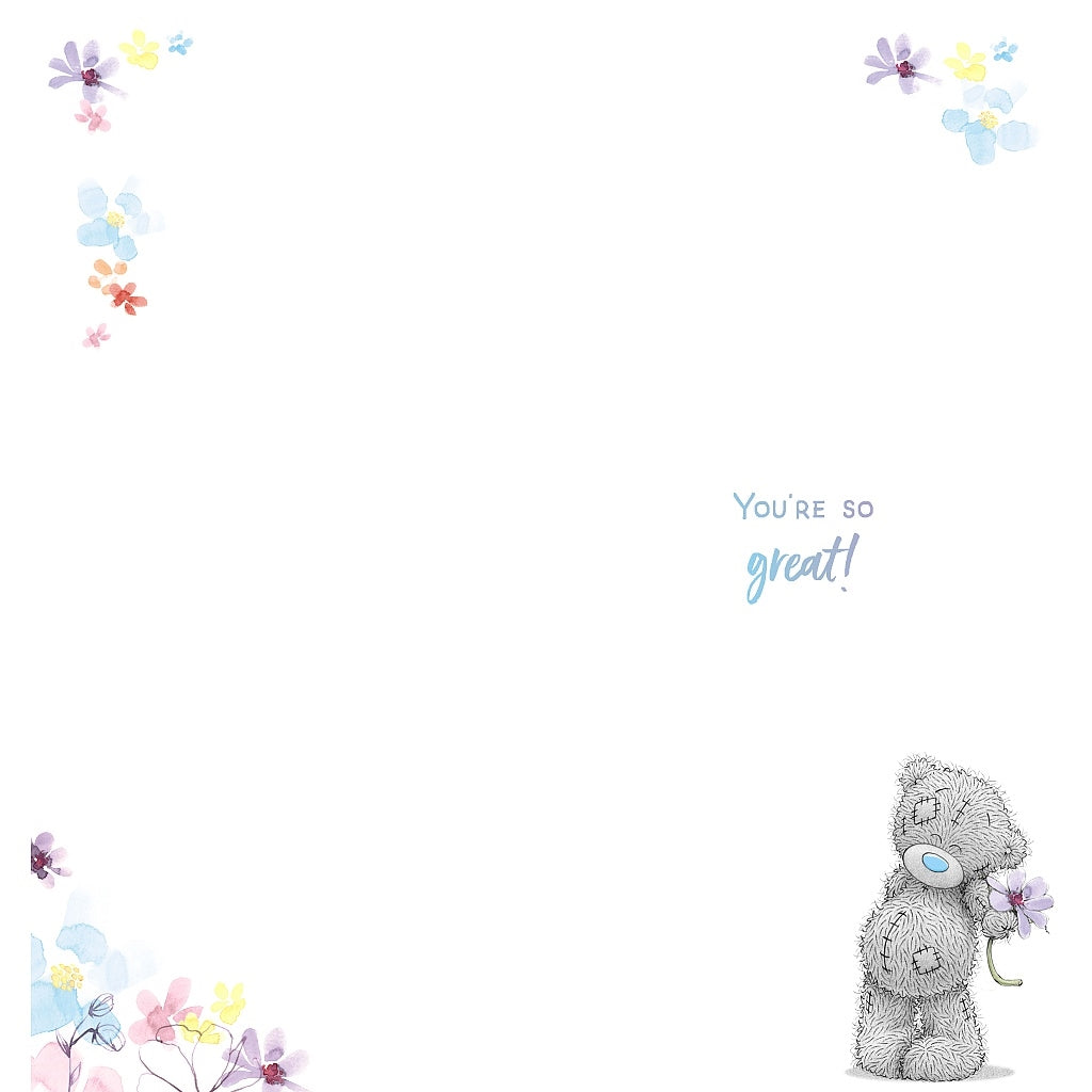 Inside of Thank You Bear With Flower Card