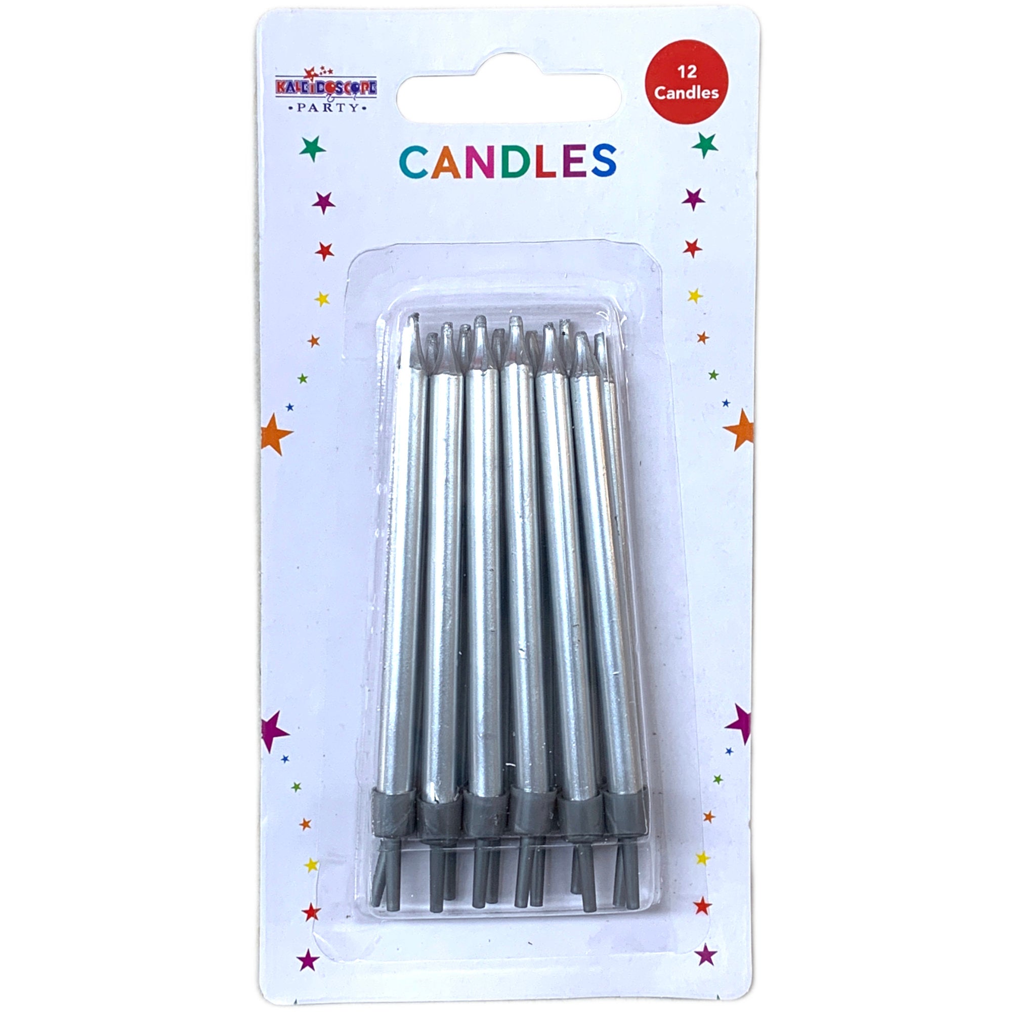 Party Cake Candles Straight Silver