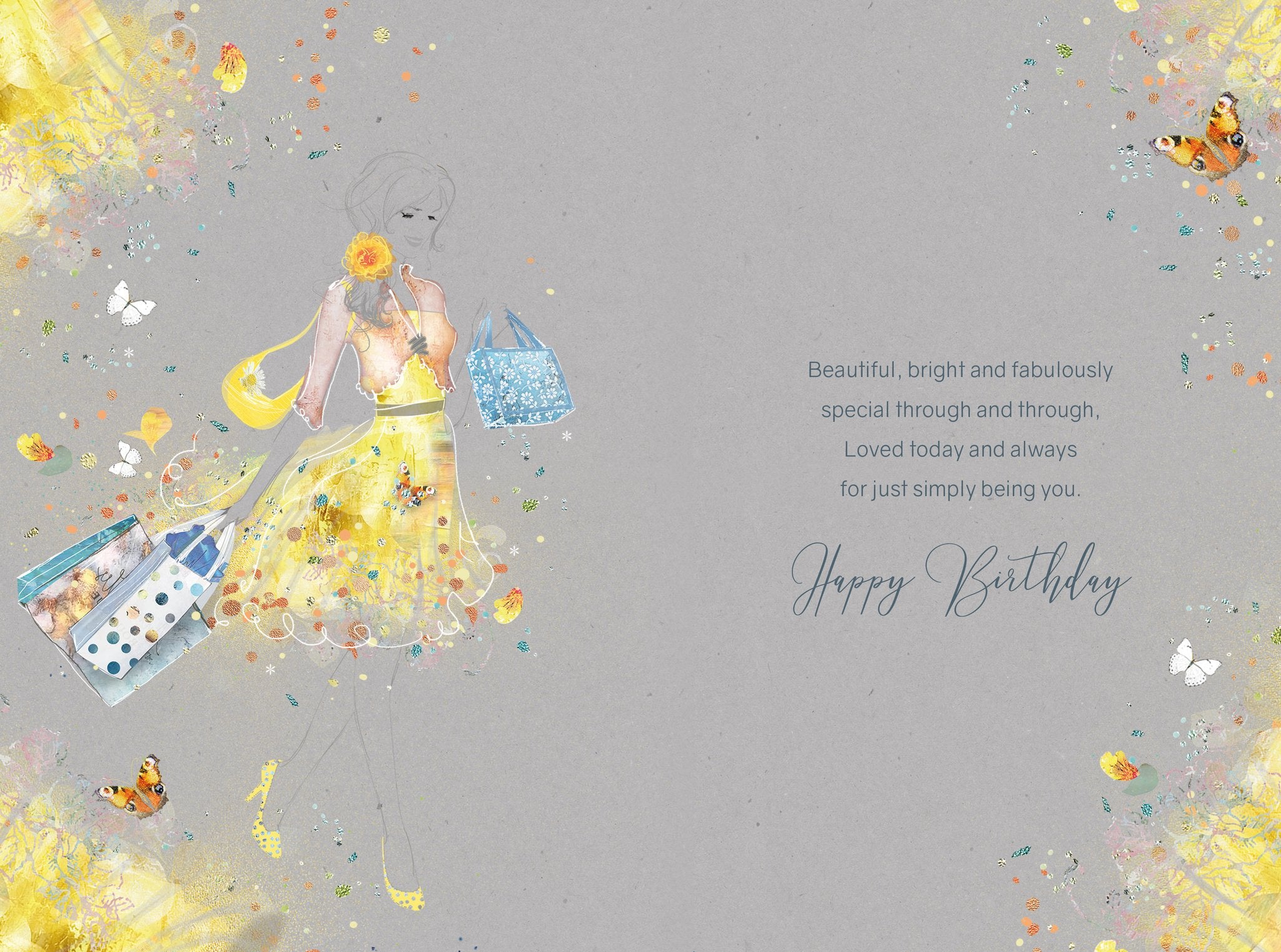 Inside of Daughter Lady In Dress Birthday Card