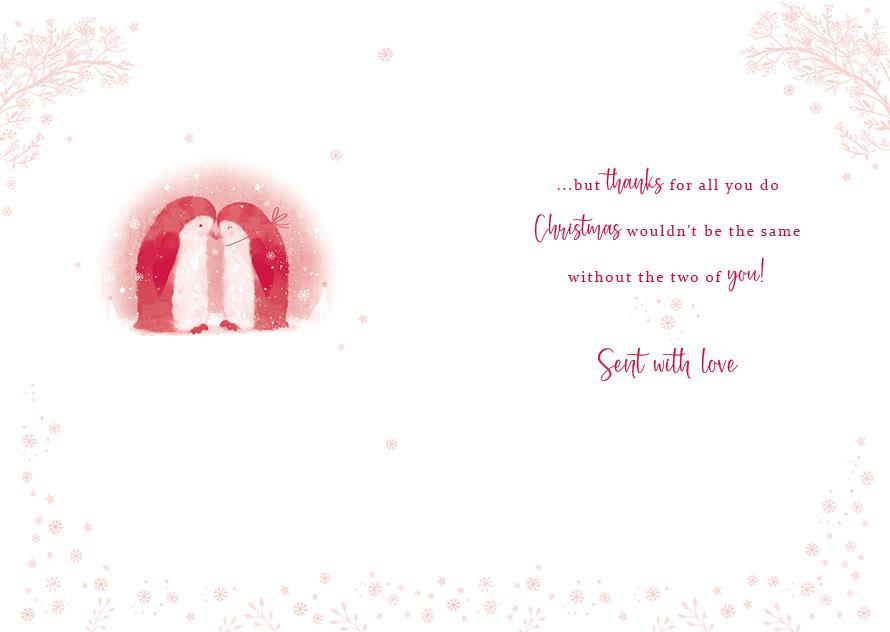 Inside of Mum & Dad Snuggle Penguins EXR1348 Card