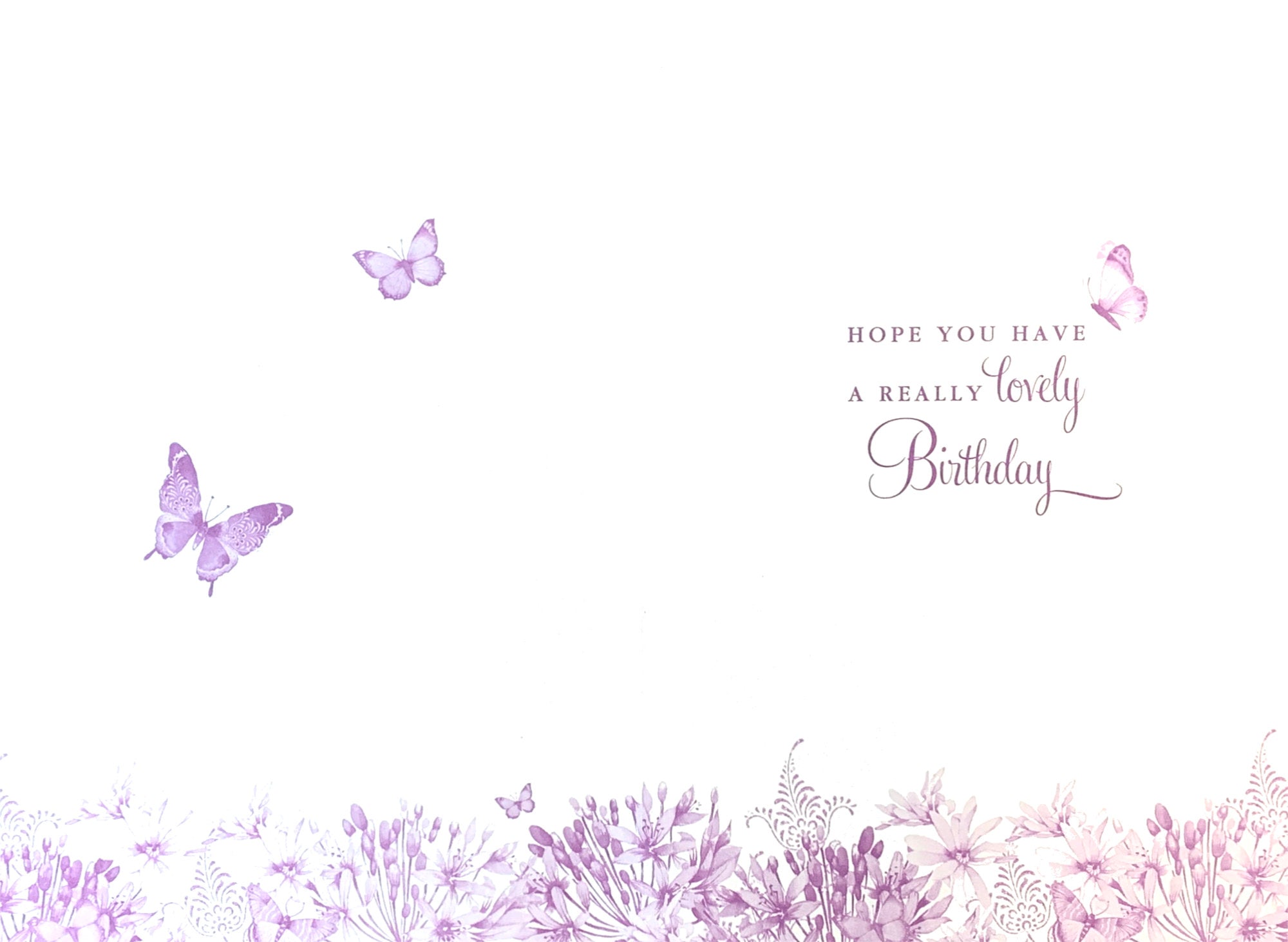 Inside of Sister Blue Flowers Butterflies Card