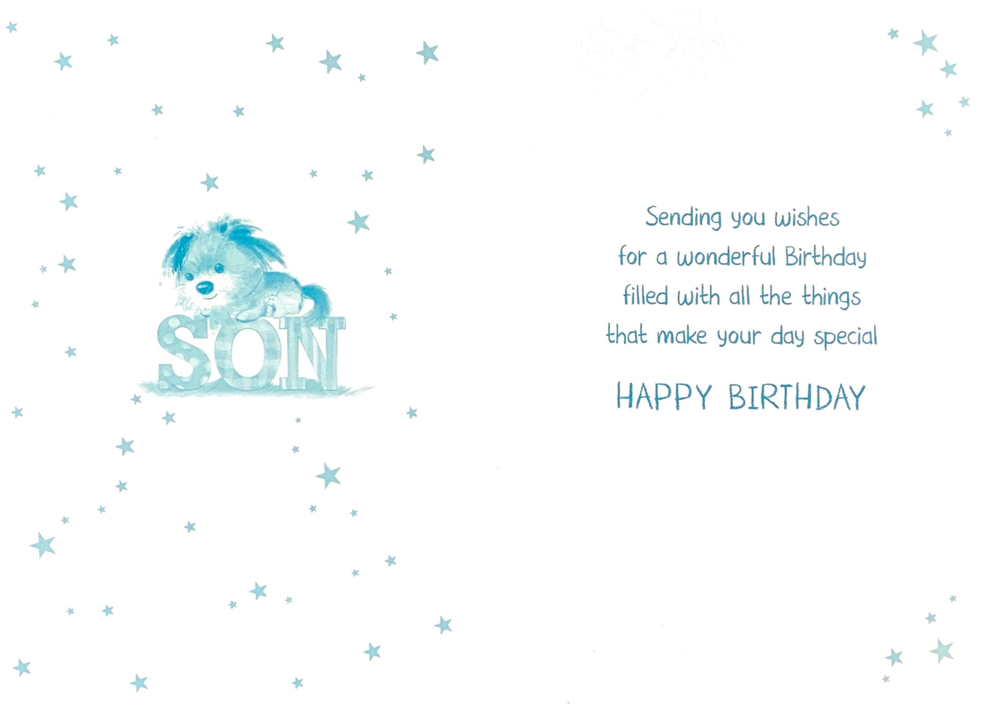 Inside of Son Birthday Fab Dog Lying Card