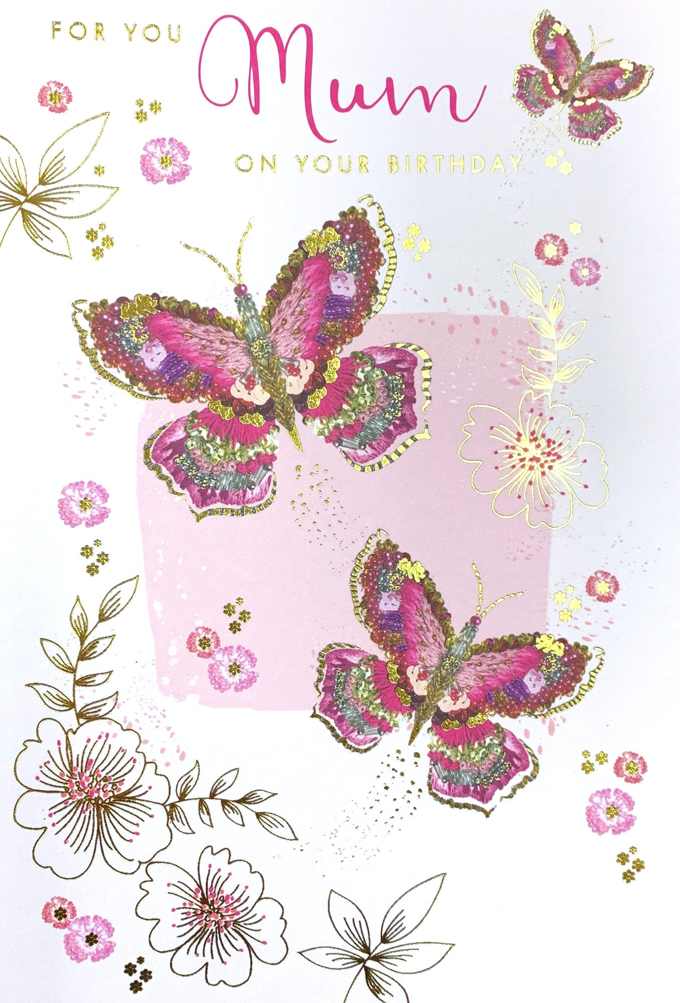 Front of Mum Birthday Embellished Butterfly Card