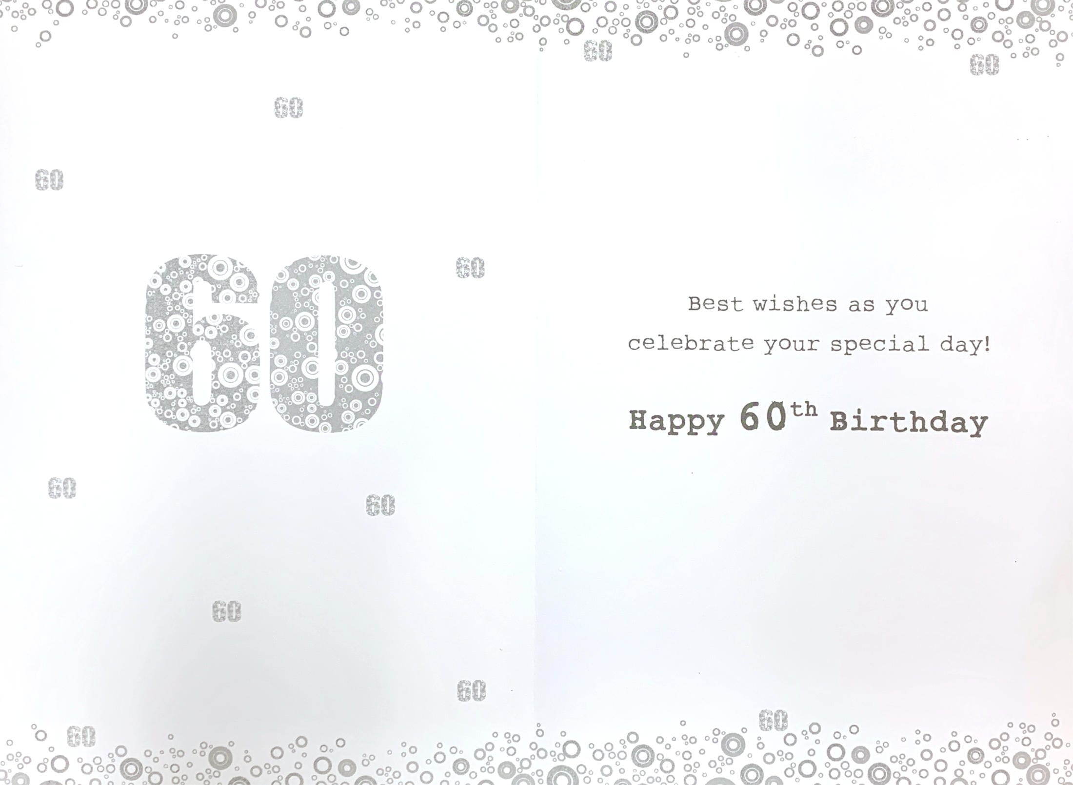 Inside of 60th Birthday Holographic Circles Card