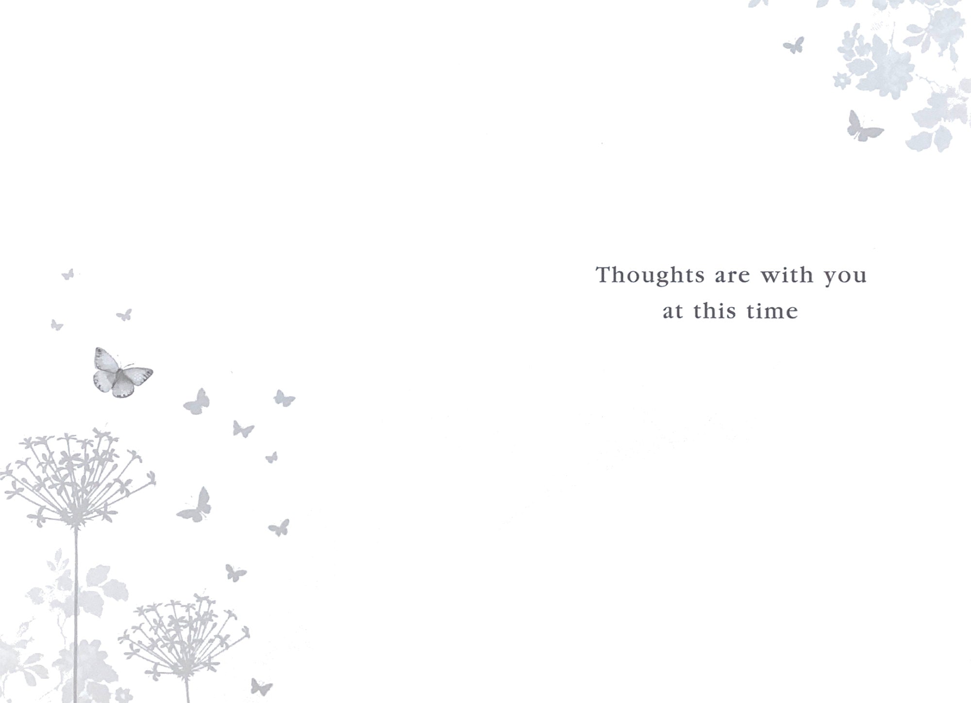 Inside of Deepest Sympathy Butterflies & Flowers Card