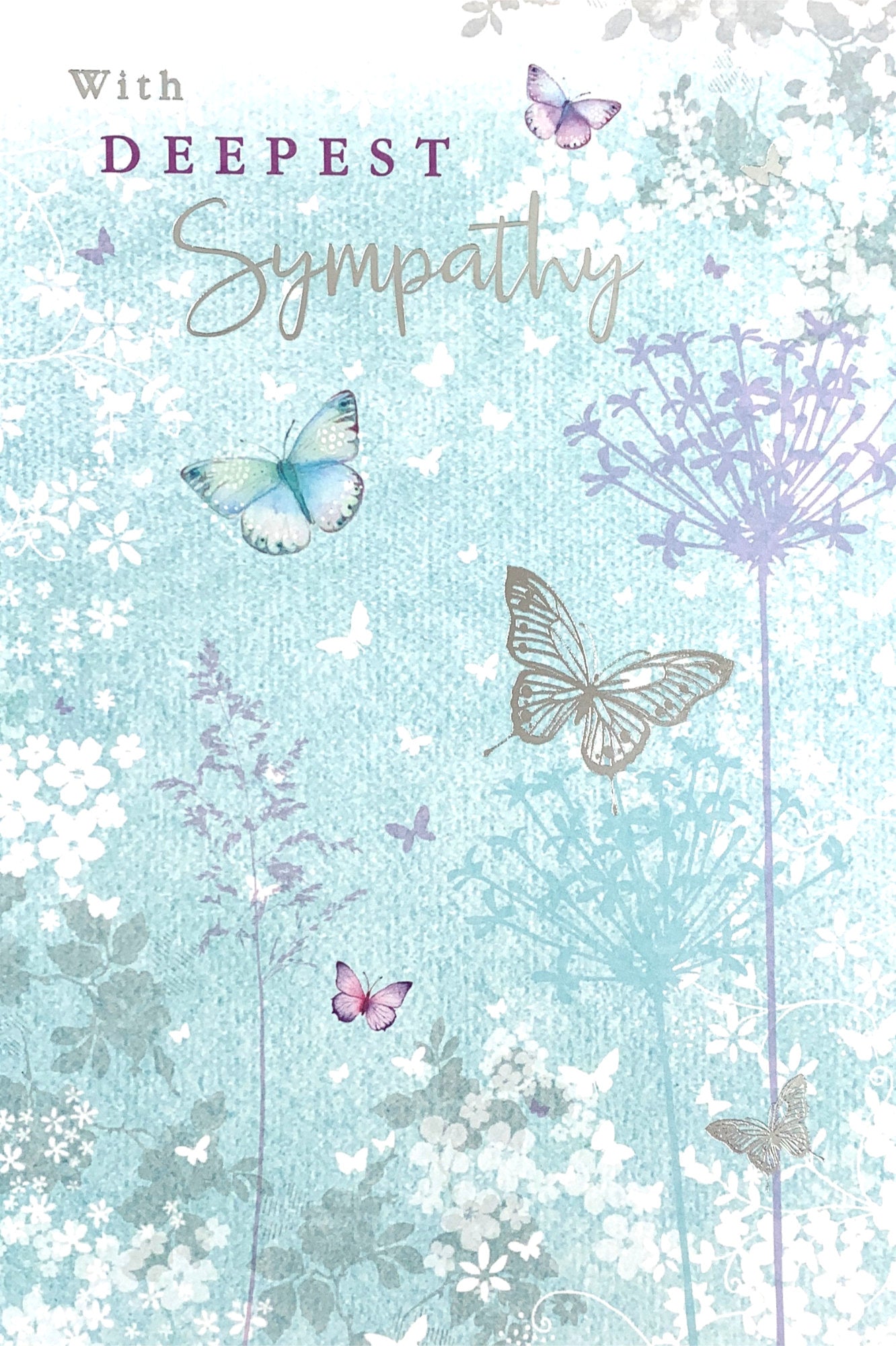 Front of Deepest Sympathy Butterflies & Flowers Card