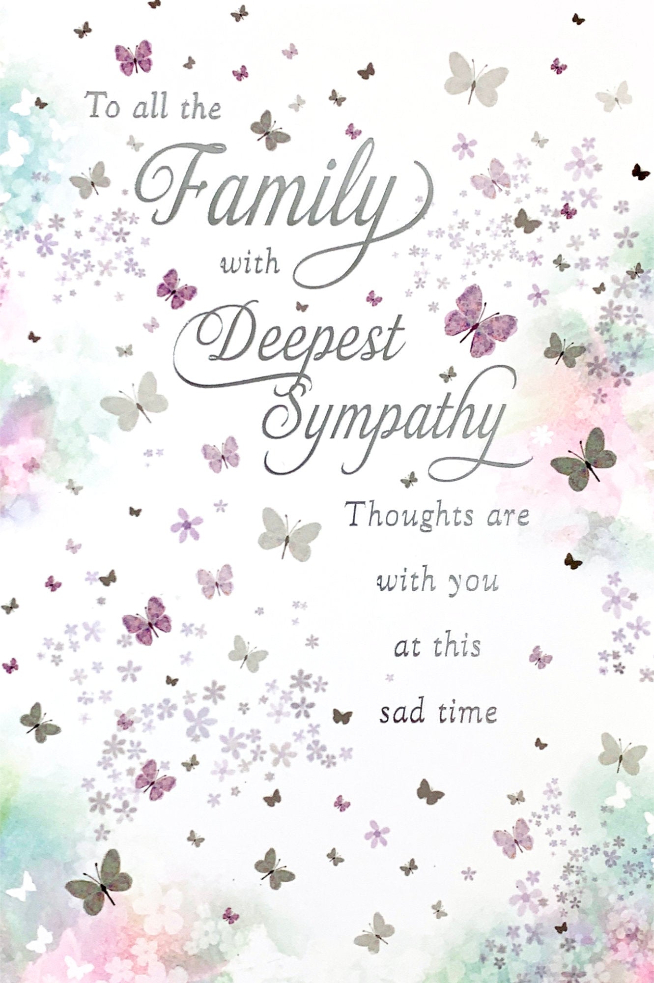 Front of Family Sympathy Fluttering Butterflies Card