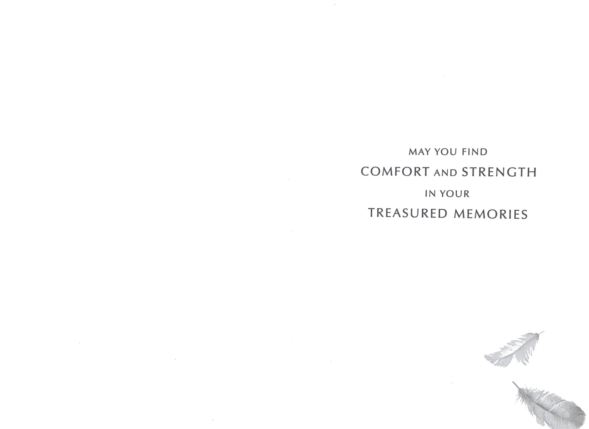 Inside of Deepest Sympathy Floating Feathers Card