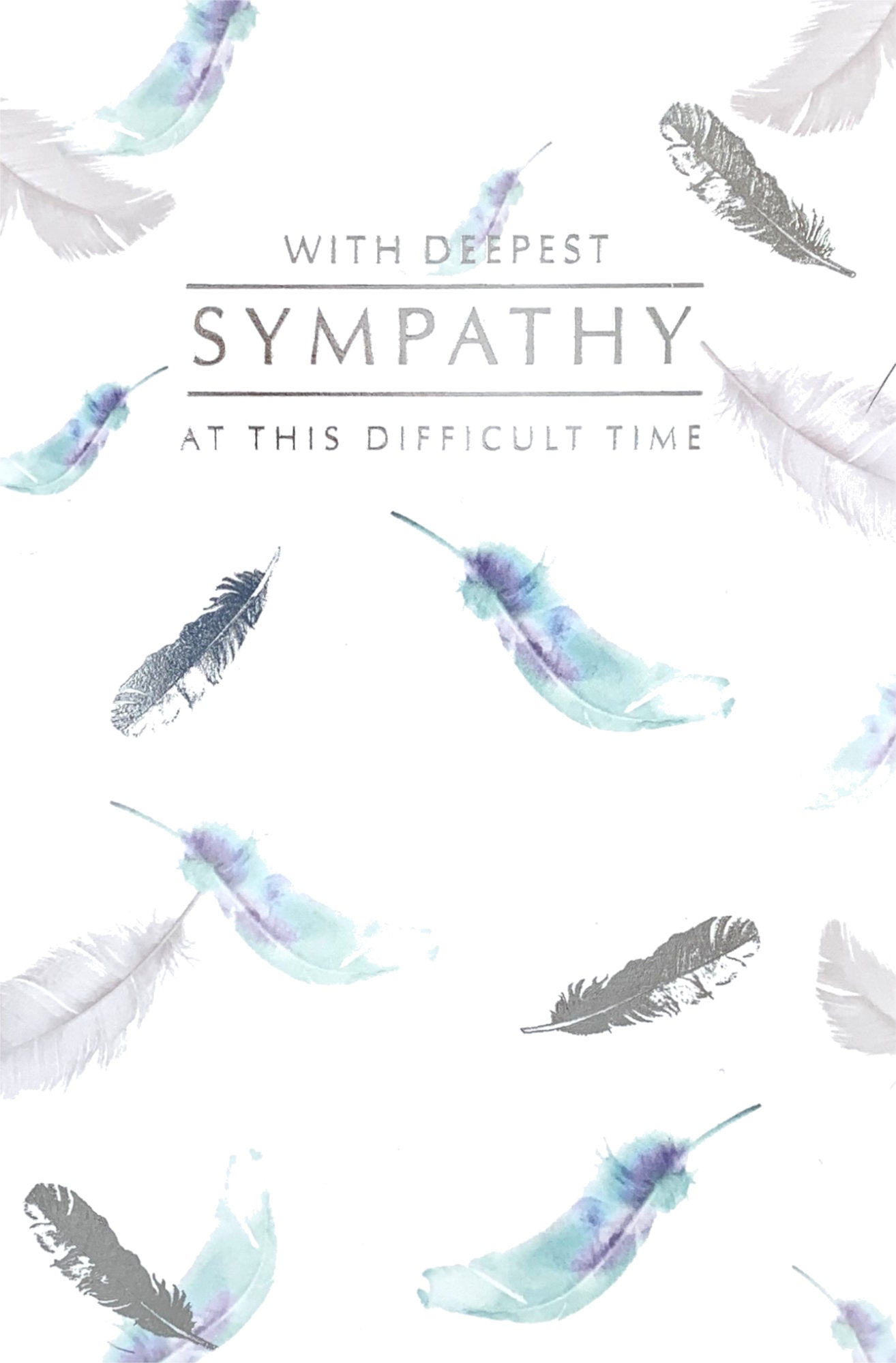 Front of Deepest Sympathy Floating Feathers Card