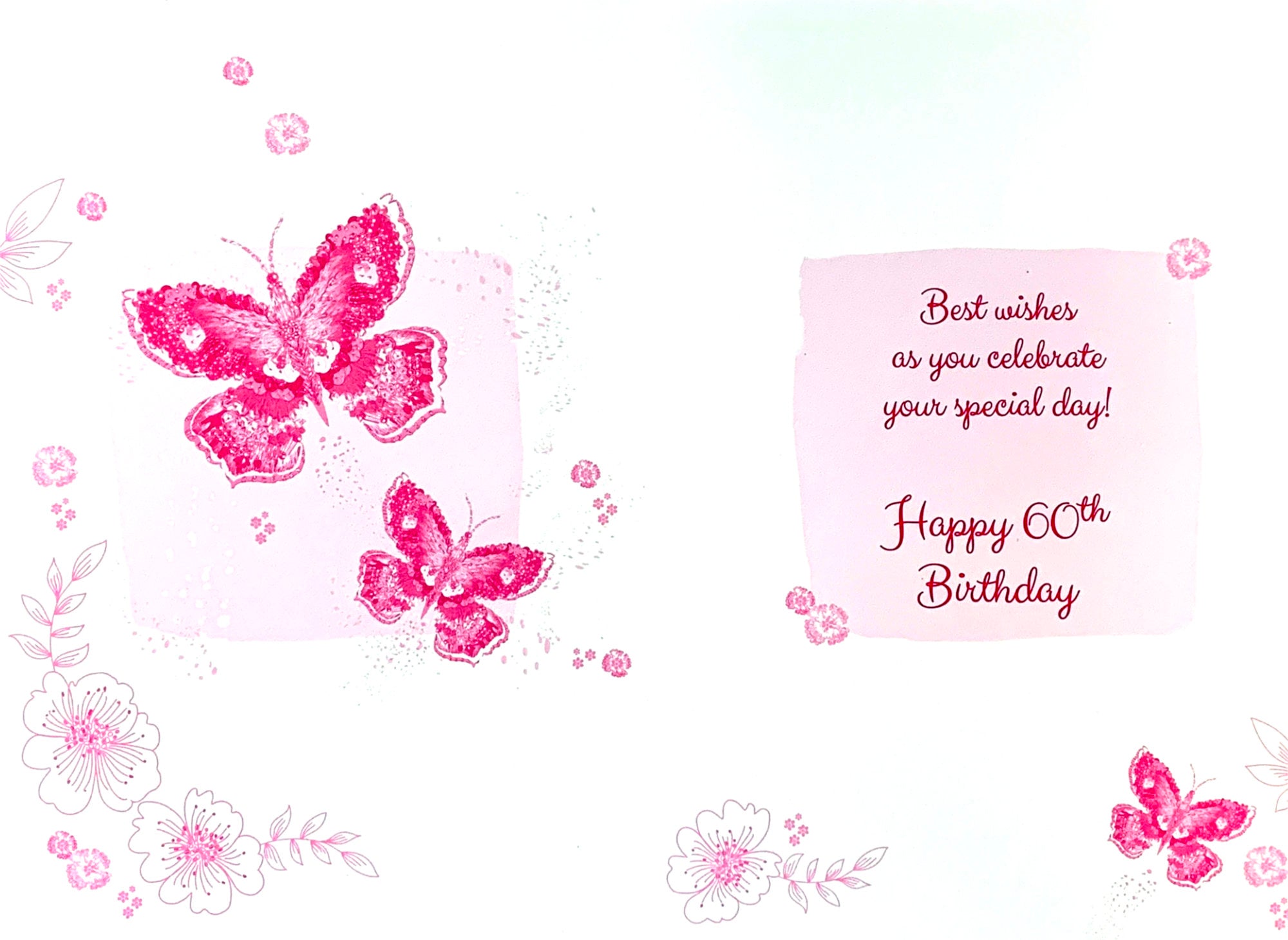 Inside of 60th Birthday Embellished Butterfly Card