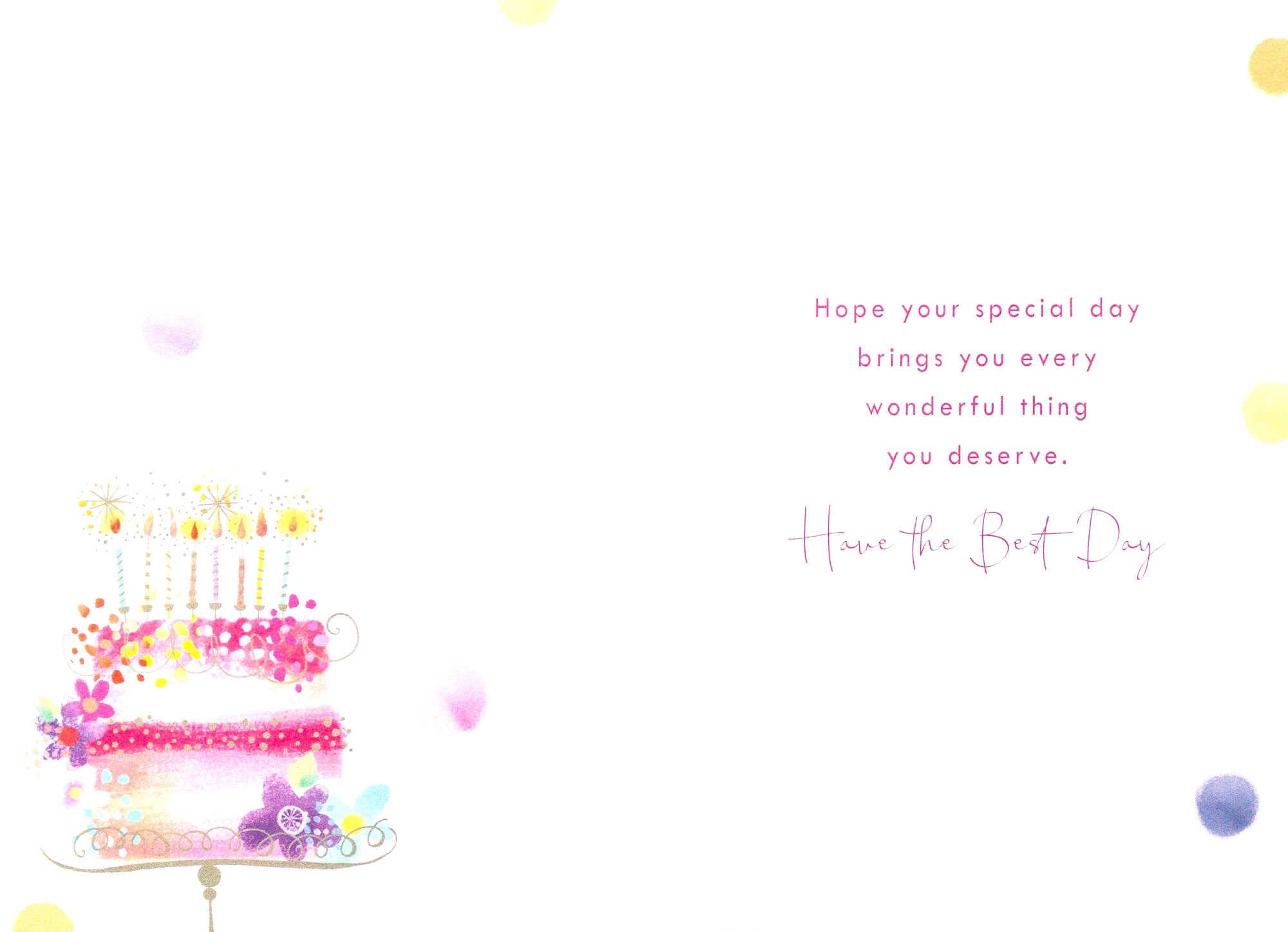 Inside of Daughter Sparkle Cake Birthday Card