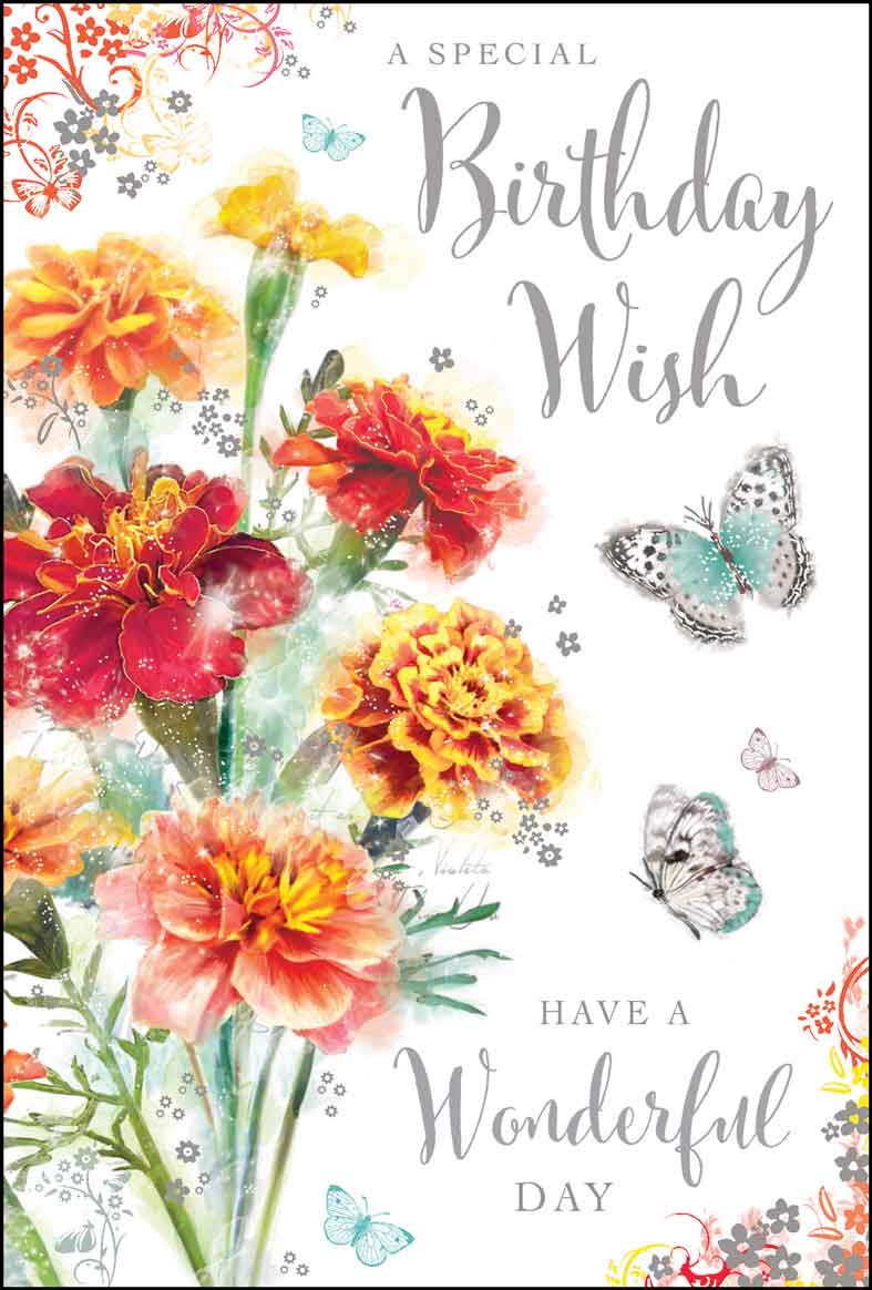 Front of Birthday Wish Marigold Greetings Card