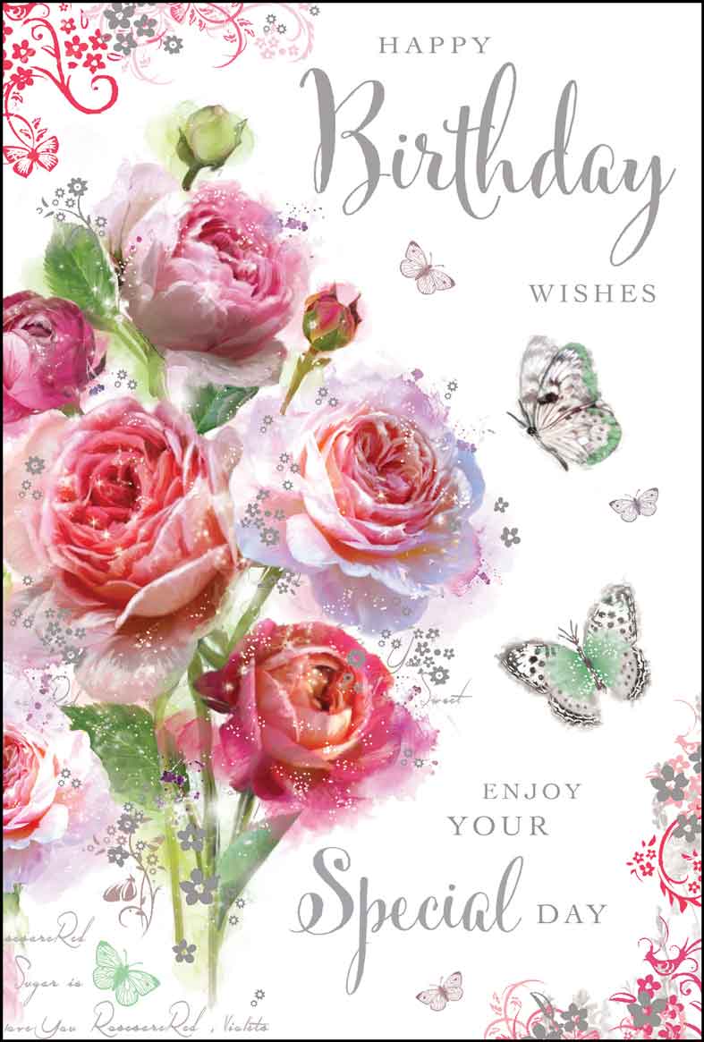 Front of Birthday Wishes Rose Greetings Card