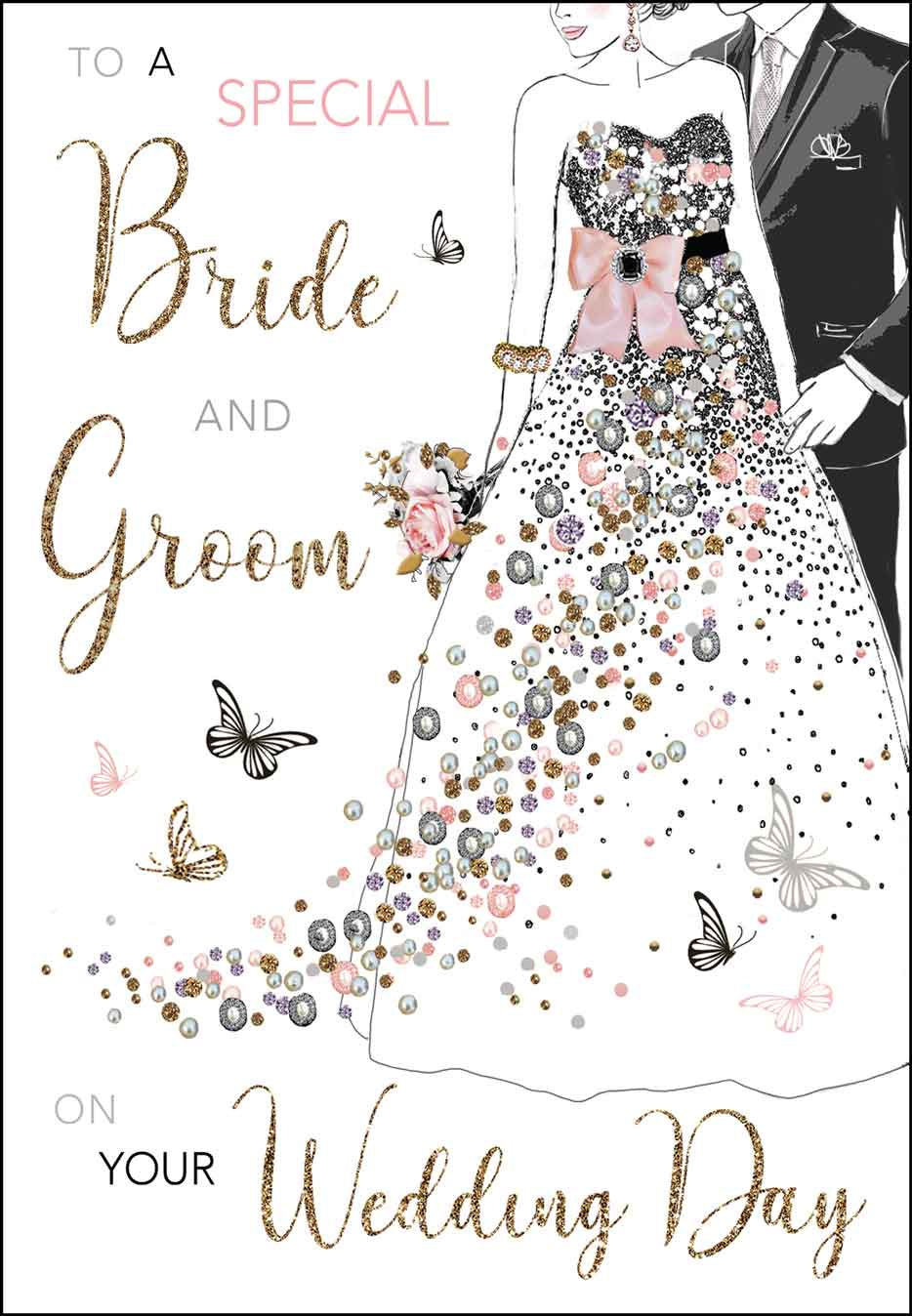 Bride & Groom Jewel Dress Card