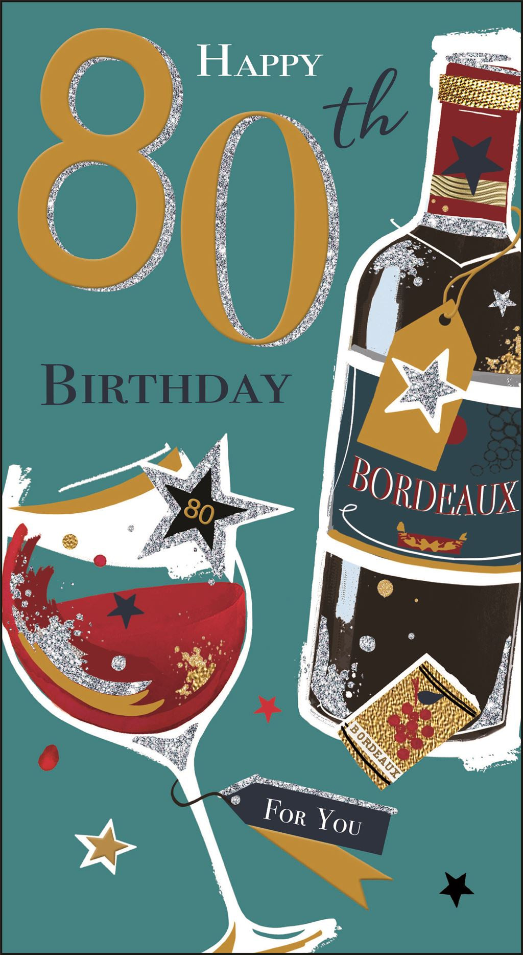 Front of 80th Birthday Bordeaux Card