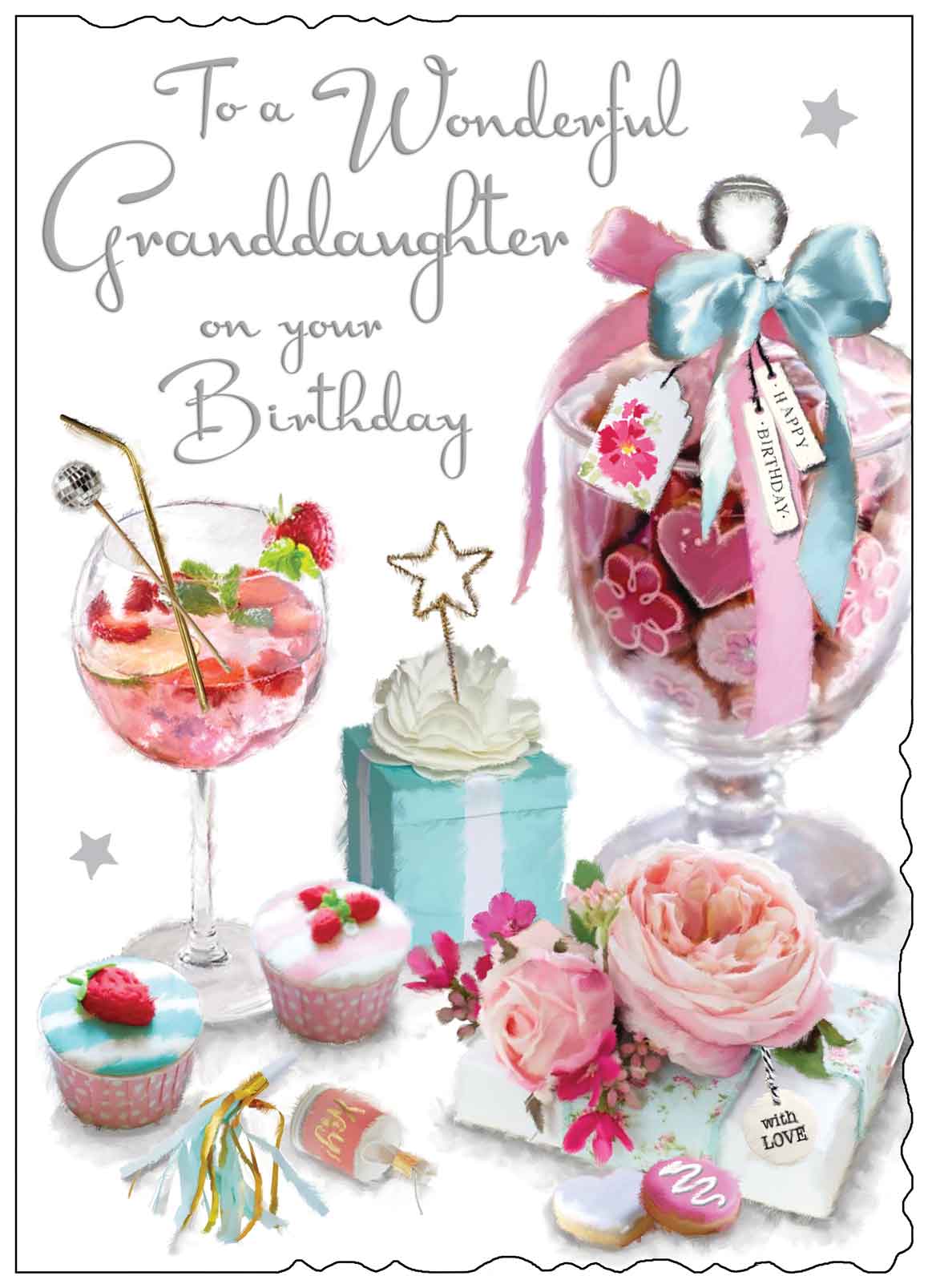 Front of Granddaughter Birthday Biscuit Jar Greetings Card