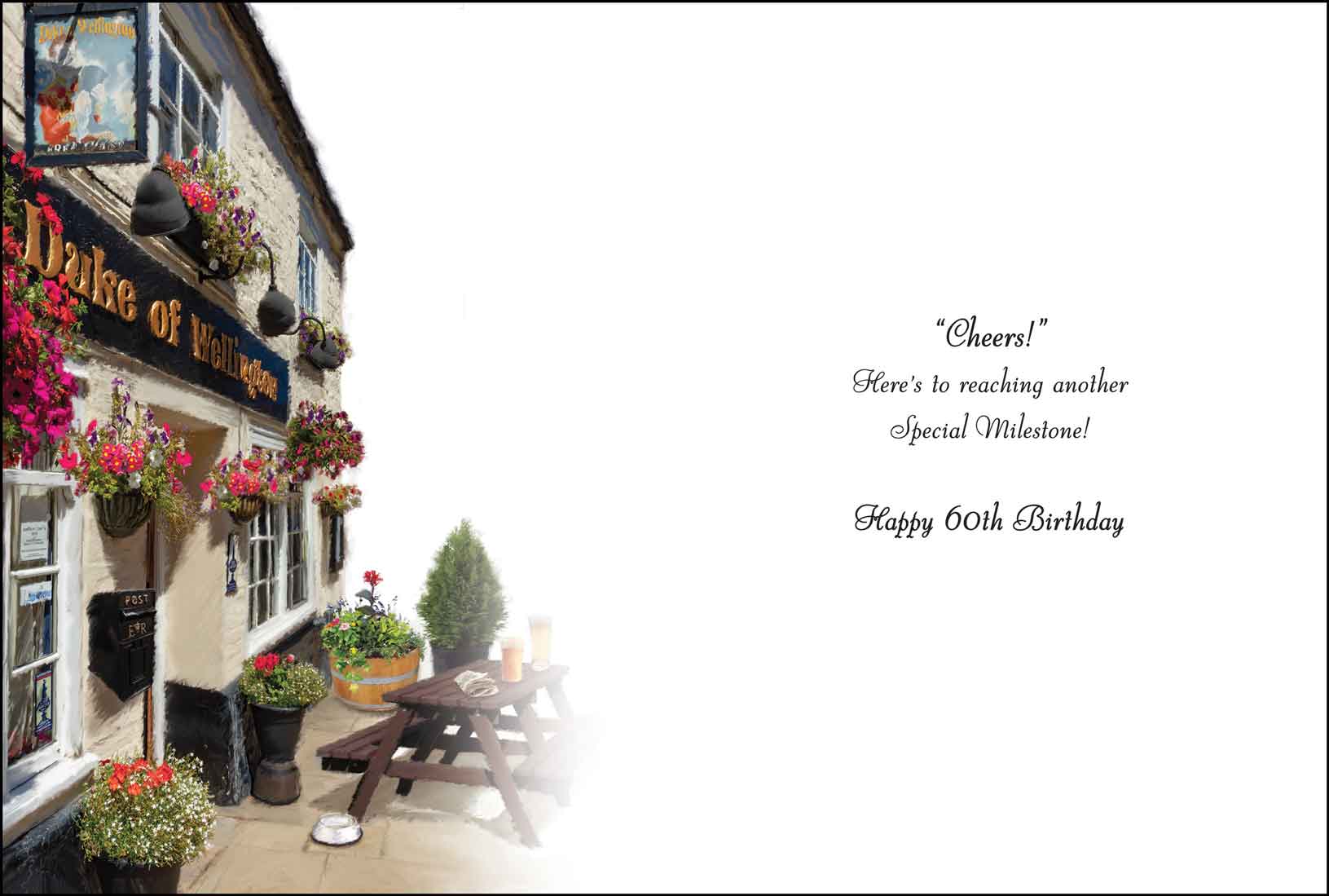 Inside of 60th Birthday Wishes Pub Card