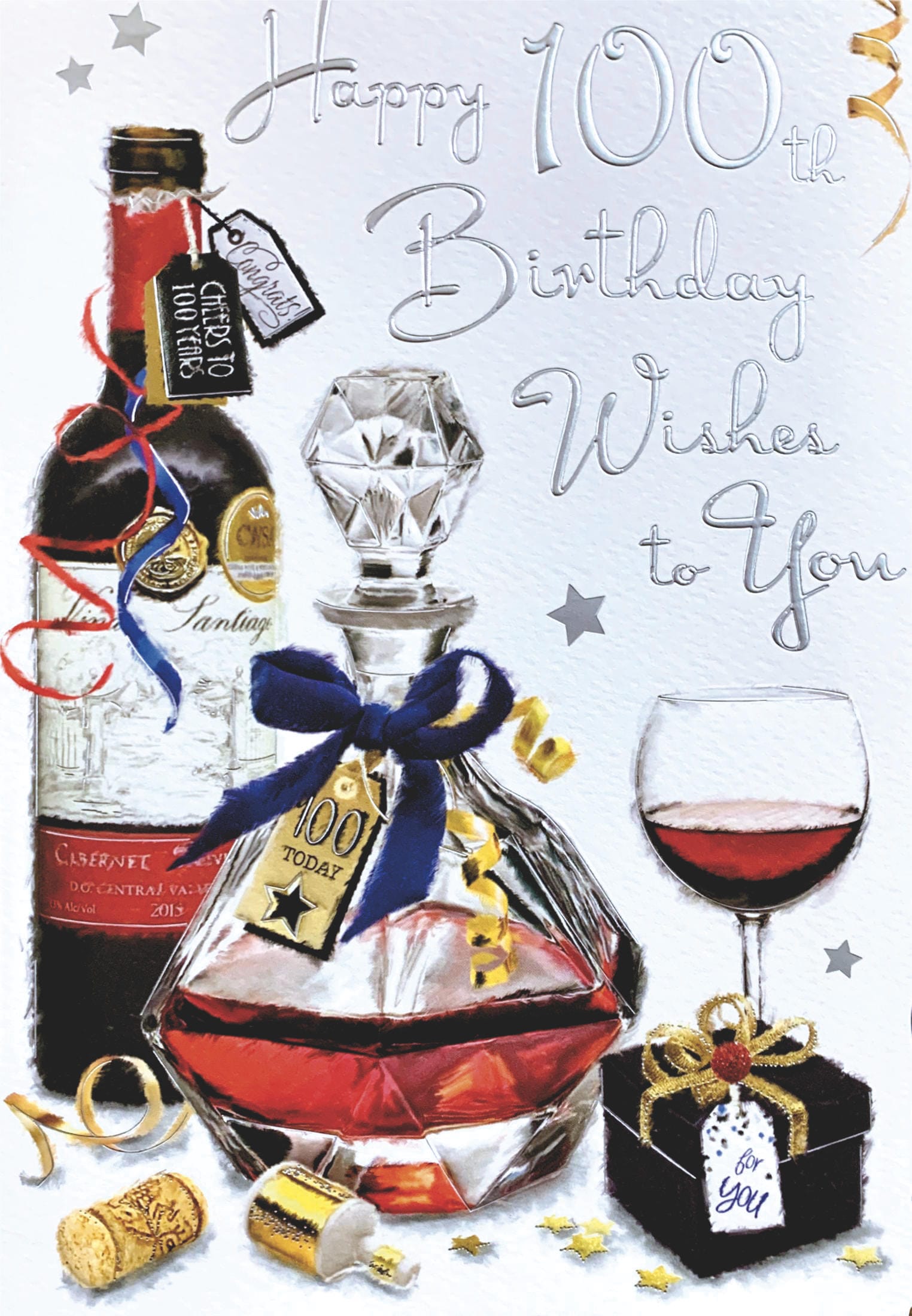 Front of 100th Birthday Decanter Birthday Greetings Card