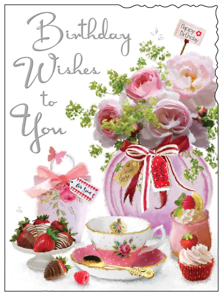 Front of Birthday Wishes Choc Strawberries Greetings Card