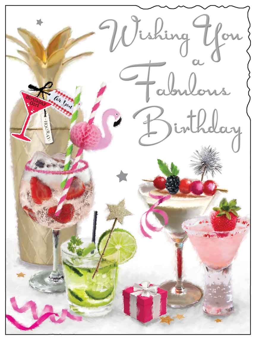 Front of Female Birthday Cocktail Shaker Greetings Card