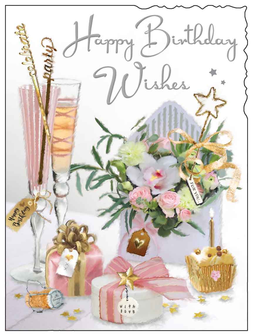 Front of Birthday Floral Envelope Greetings Card