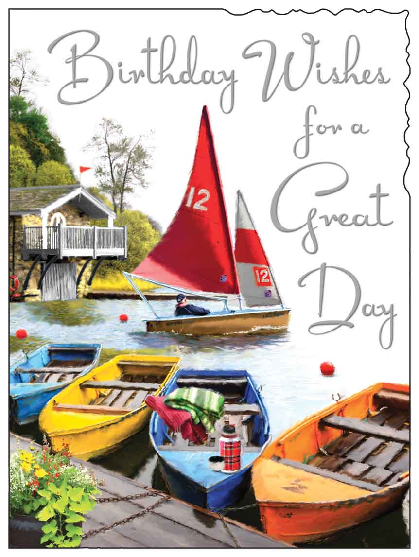 Front of Birthday Wishes Boats Greetings Card