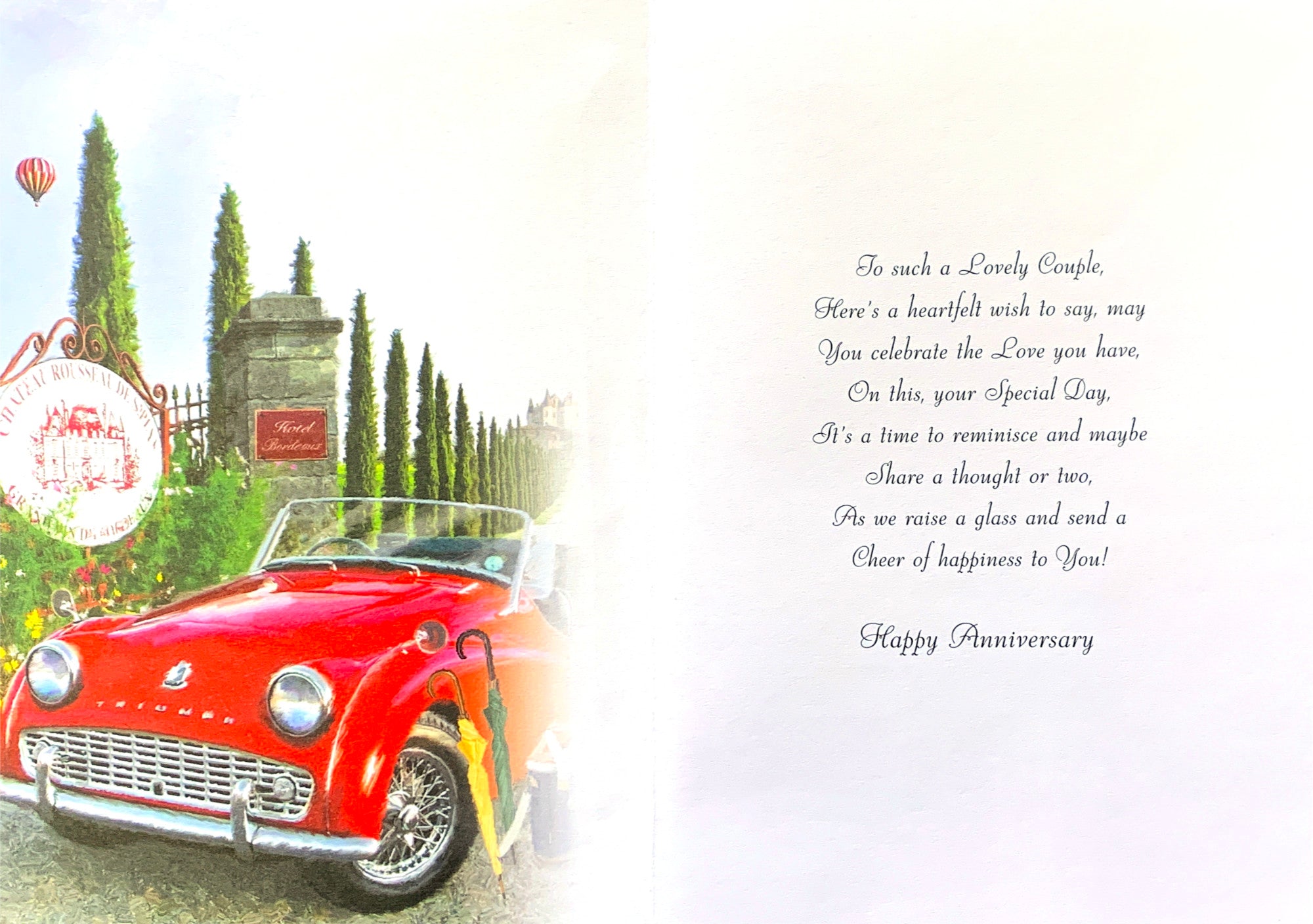 Inside of Brother & Sister in Law Anniversary Car Card