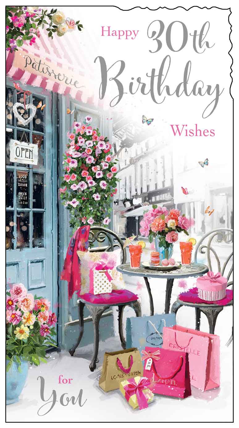 Front of 30th Birthday Wishes Bistro Greetings Card