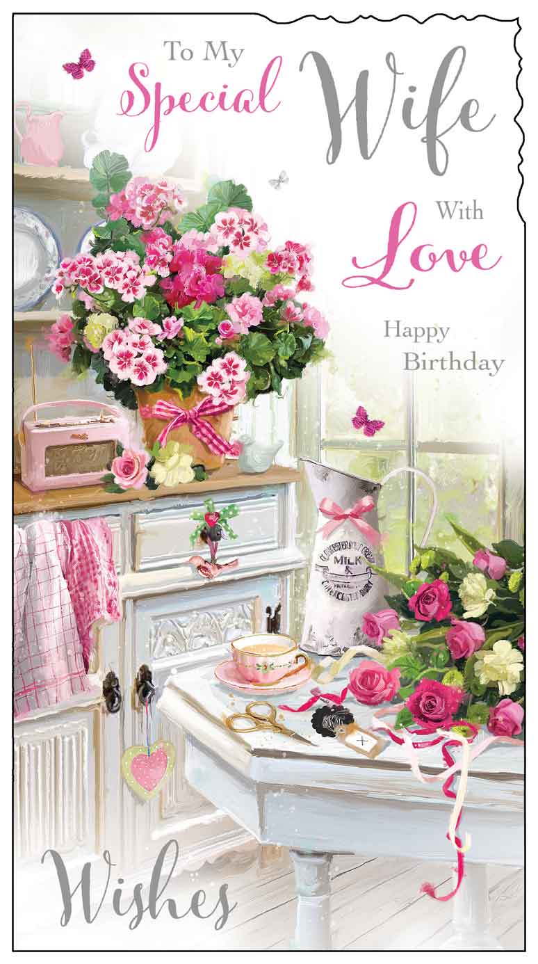 Wife Birthday Flowers Arrangements Card