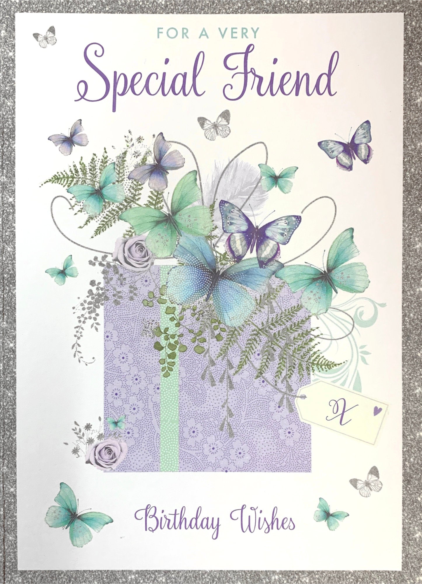 Front of Special Friend Butterfly Present Wishes Card