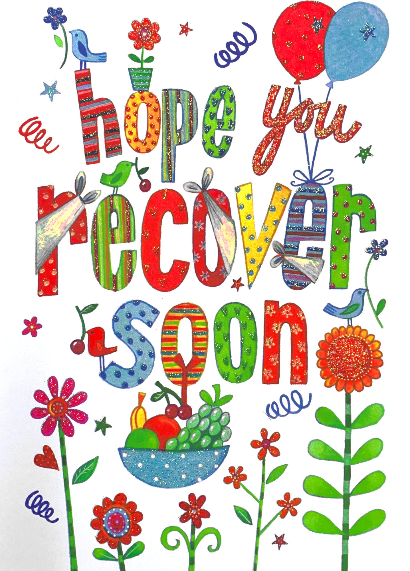 Front of Recover Soon Fruit Basket Card
