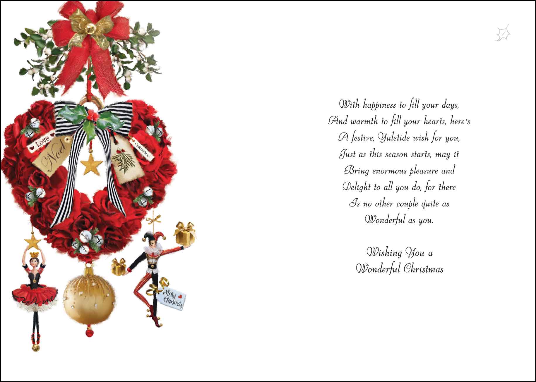 Inside of Christmas Special Couple Harlequins Card XV075