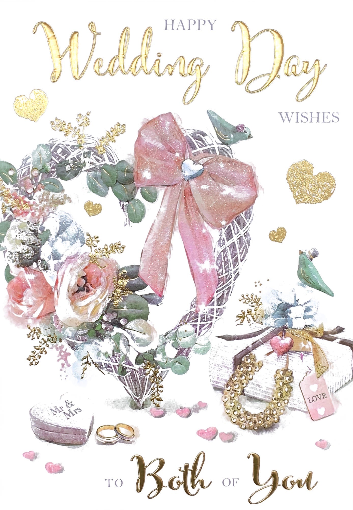 Front of Wedding Day Deco Heart Card