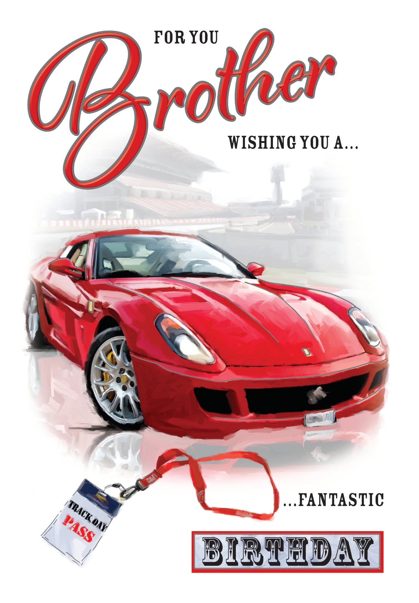 Front of Brother Track Day Birthday Card