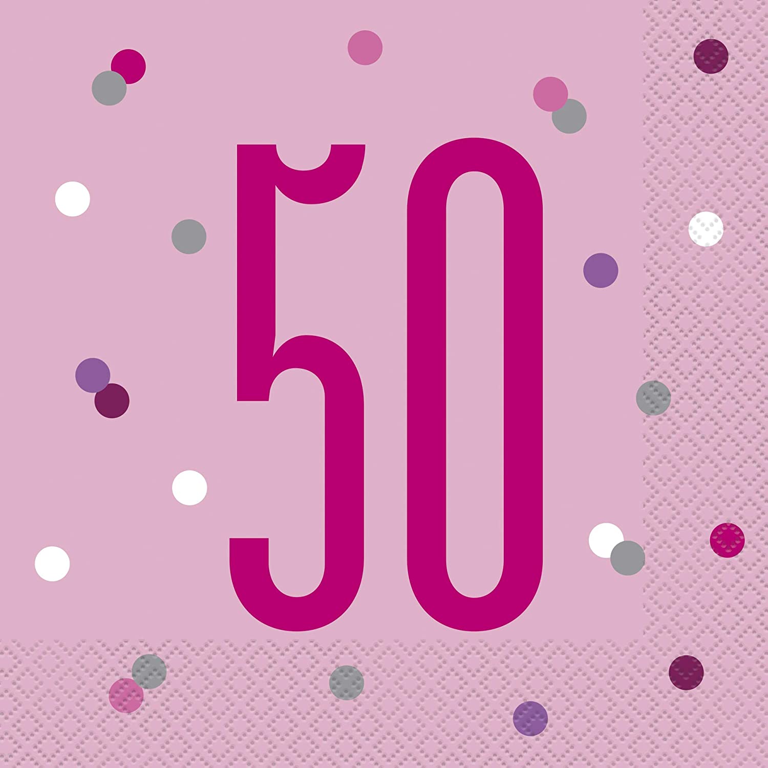 Napkins Happy 50th Birthday Pk16 Pink