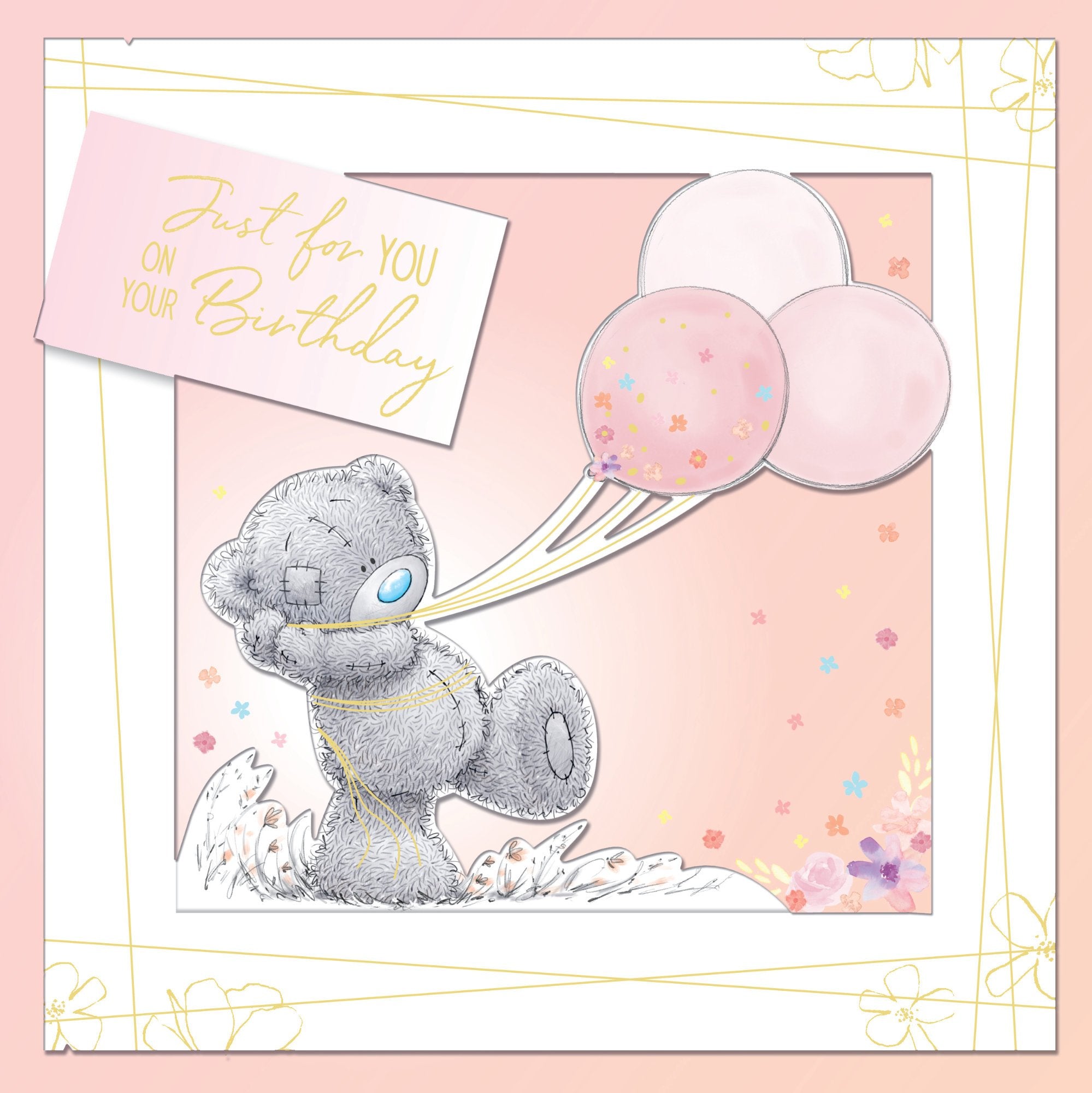 Photograph of Bear Holding Balloons Greetings Card at Nicole's Shop