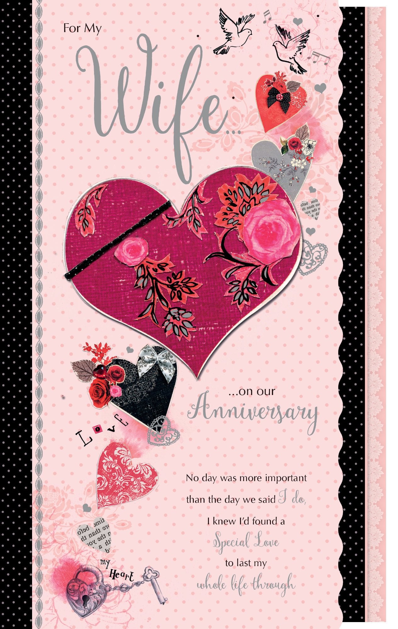 Photograph of Anniversary Wife Painted Hearts Greetings Card at Nicole's Shop