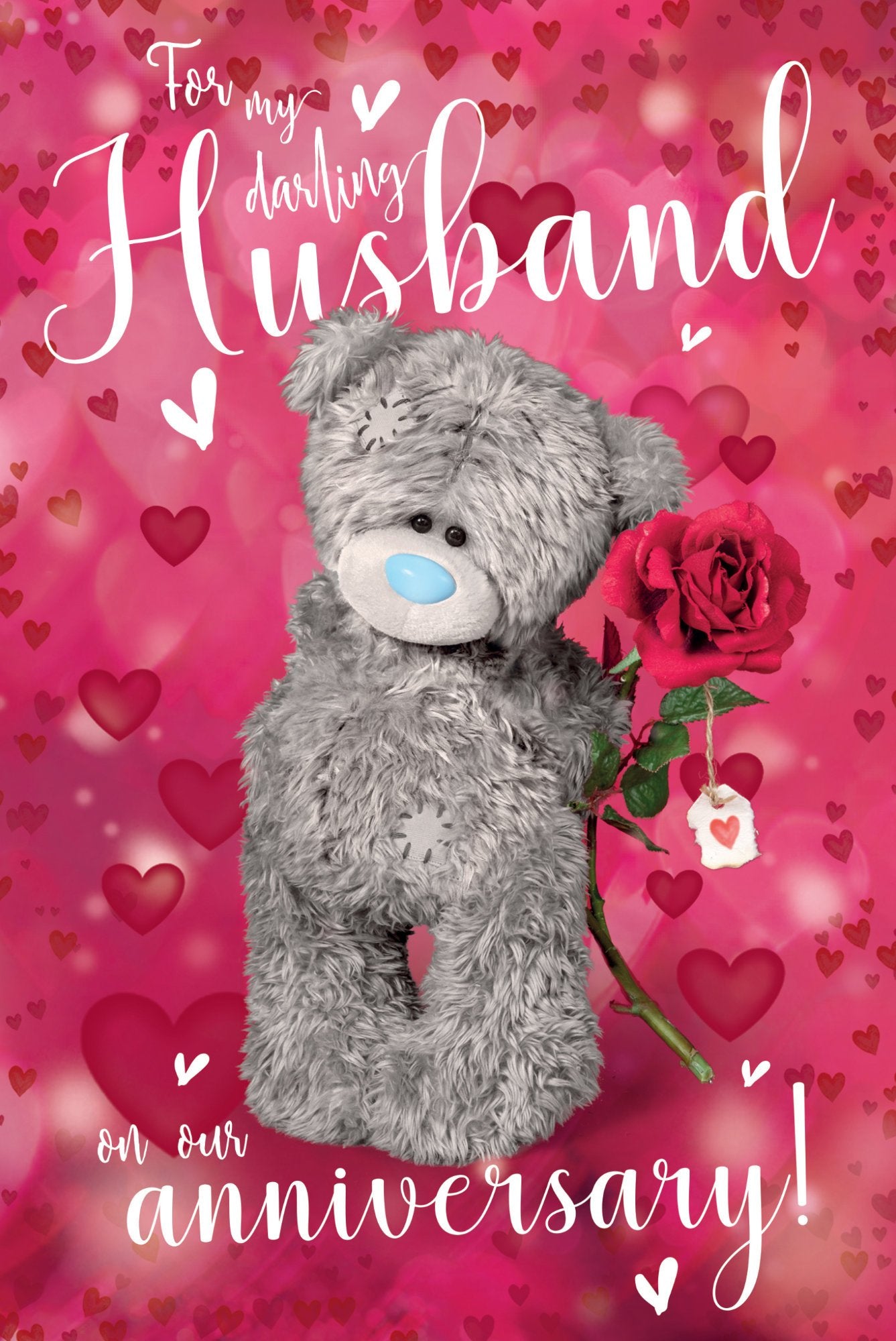 Photograph of Anniversary Husband Bear Rose Greetings Card at Nicole's Shop