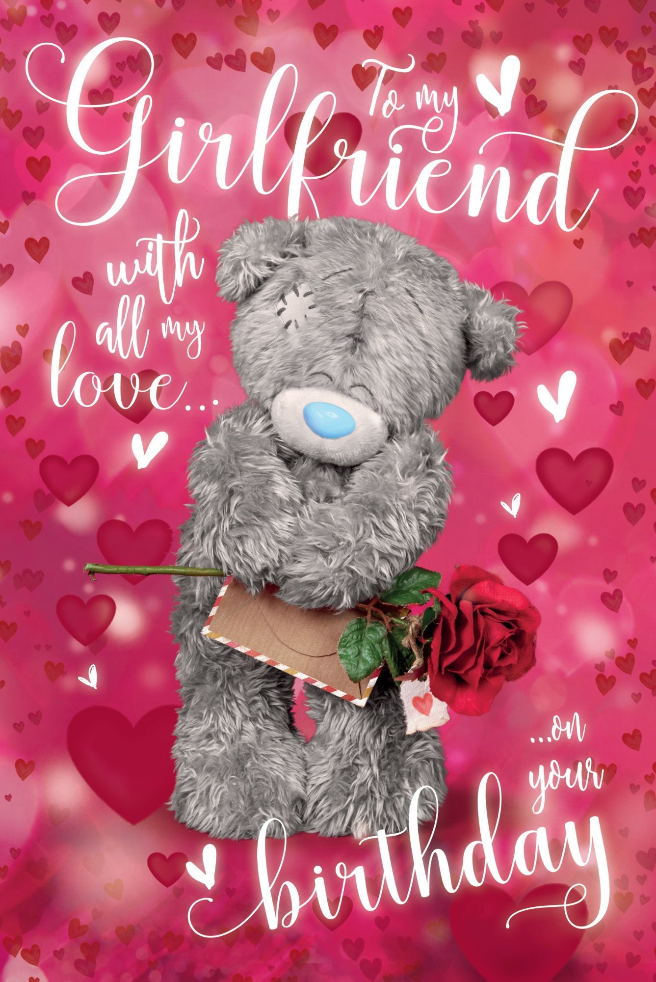 Photograph of Girlfriend Birthday Bear Rose Greetings Card at Nicole's Shop