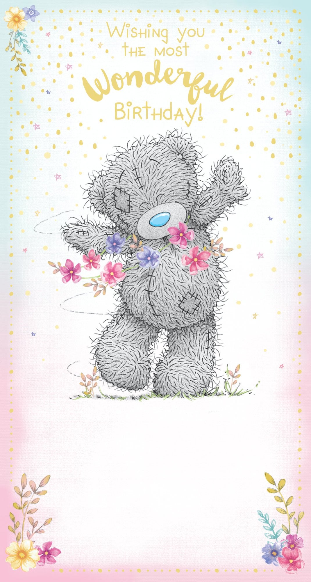 Photograph of Open Birthday Bear And Flowers Greetings Card at Nicole's Shop