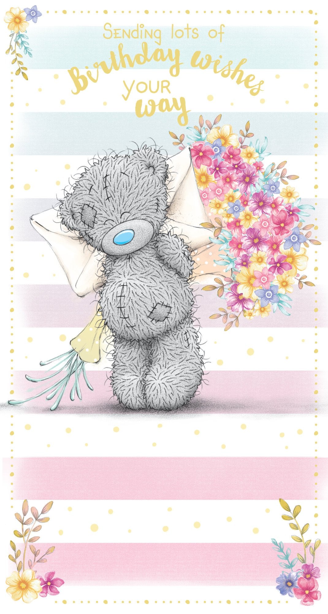 Photograph of Open Birthday Bear With Bouquet Greetings Card at Nicole's Shop