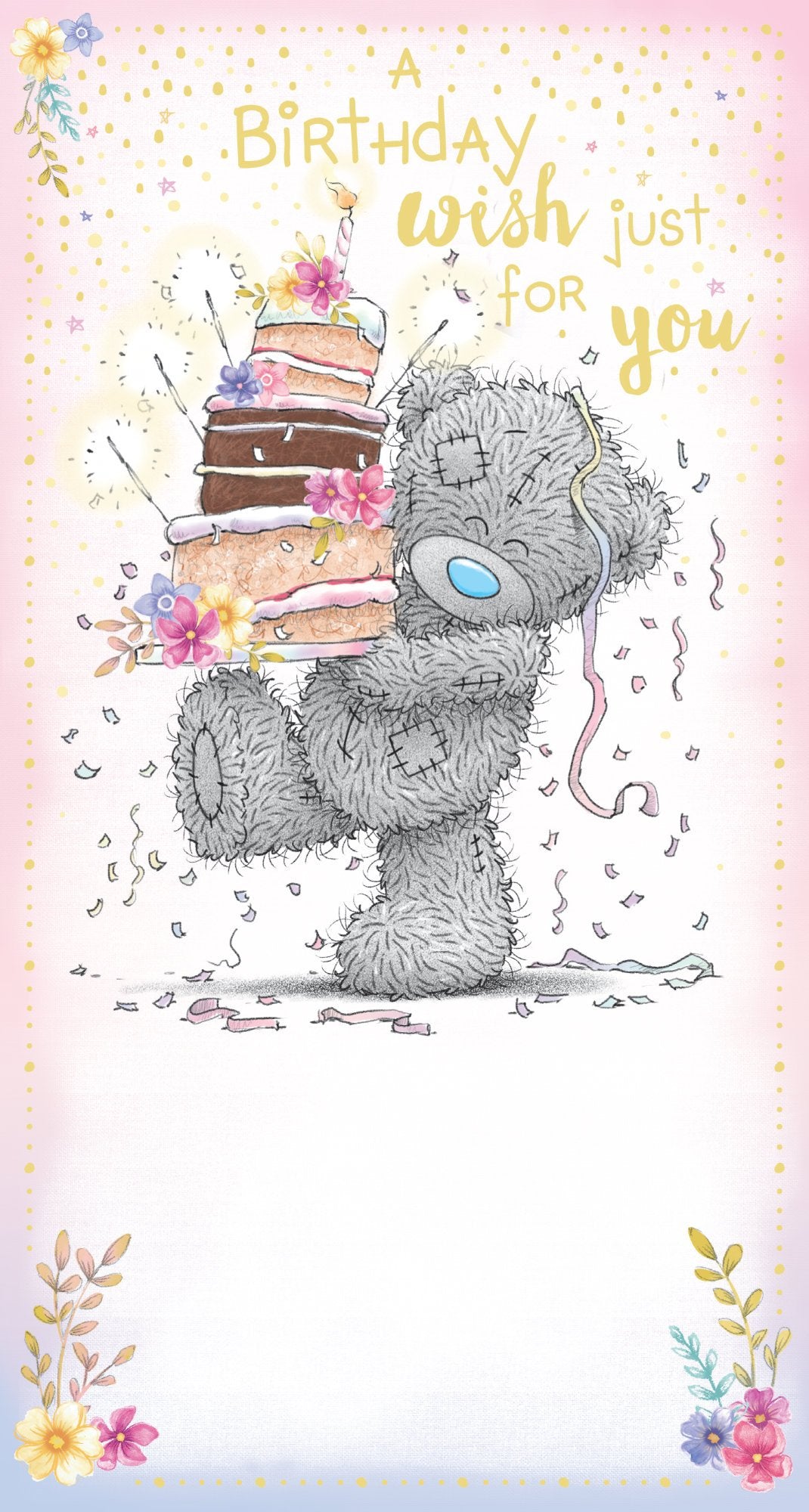 Photograph of Open Birthday Bear Holding Cakes Greetings Card at Nicole's Shop