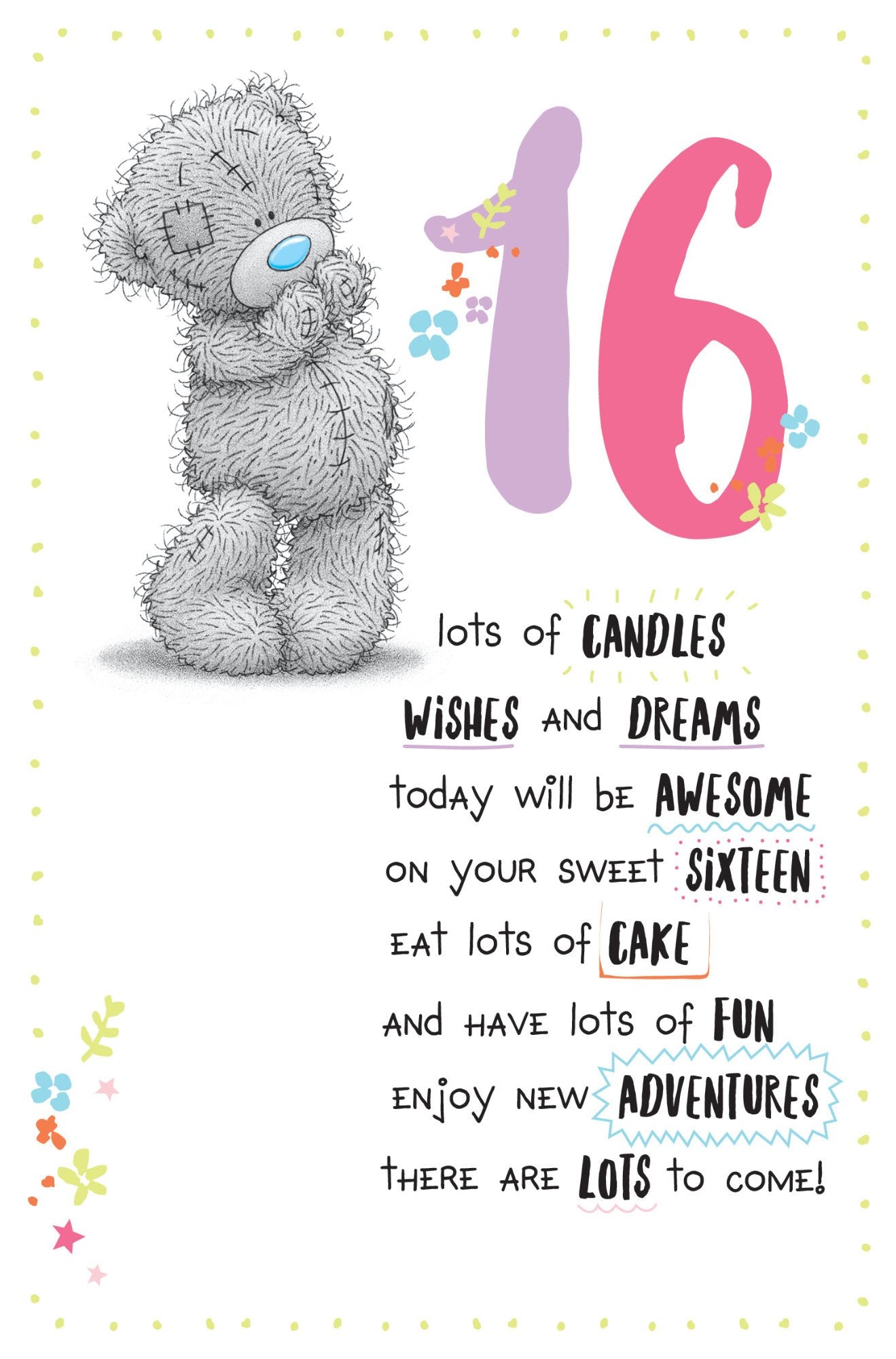 Photograph of 16th Birthday Bear Note Greetings Card at Nicole's Shop