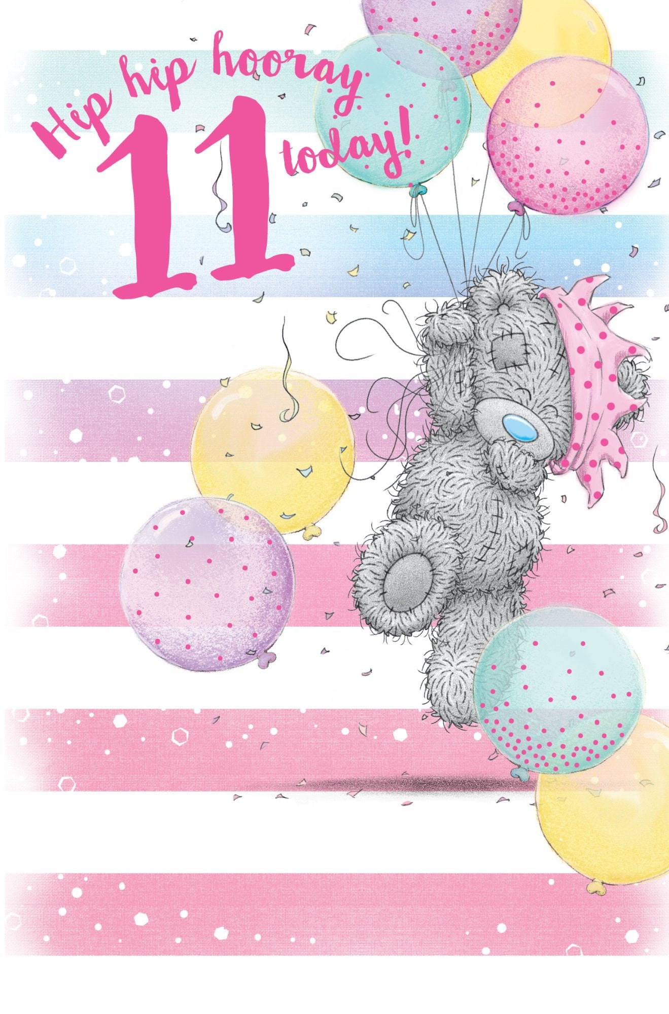 Photograph of 11th Birthday Bear Balloons Greetings Card at Nicole's Shop