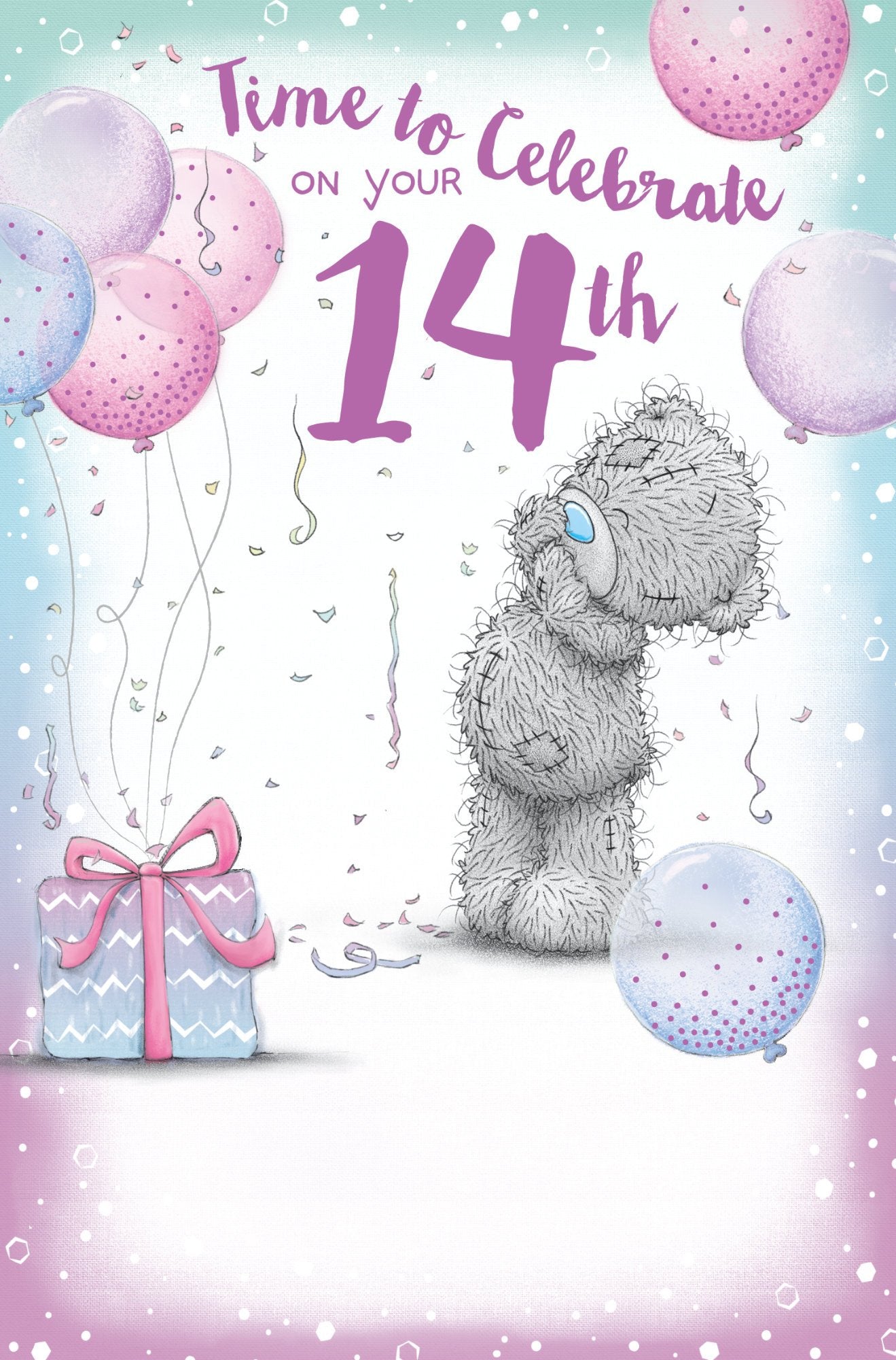 Photograph of 14th Birthday Bear Balloons Greetings Card at Nicole's Shop