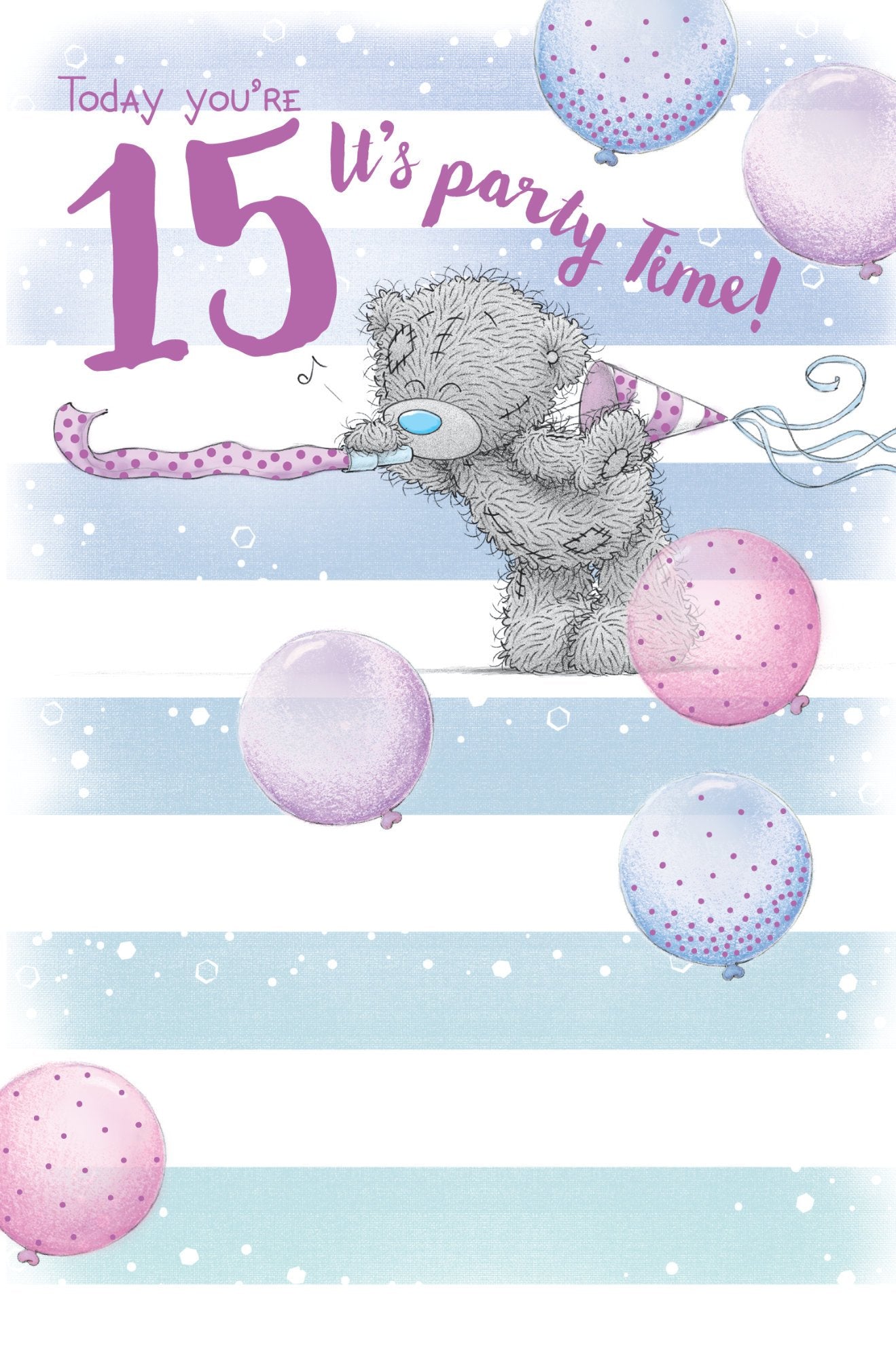 Photograph of 15th Birthday Bear Balloons Greetings Card at Nicole's Shop