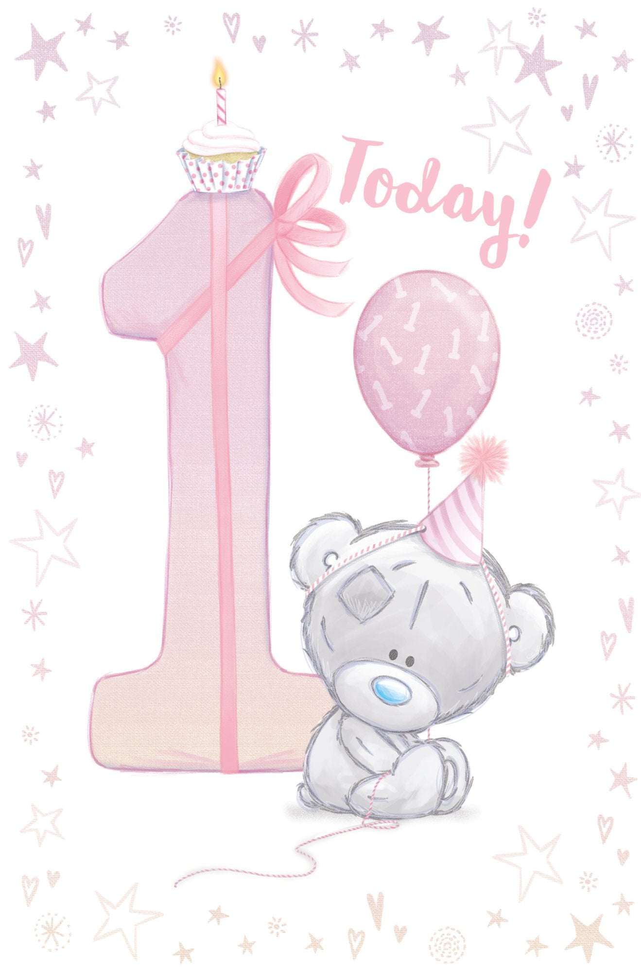 Photograph of 1st Birthday Girl Bear & Balloon Greetings Card at Nicole's Shop