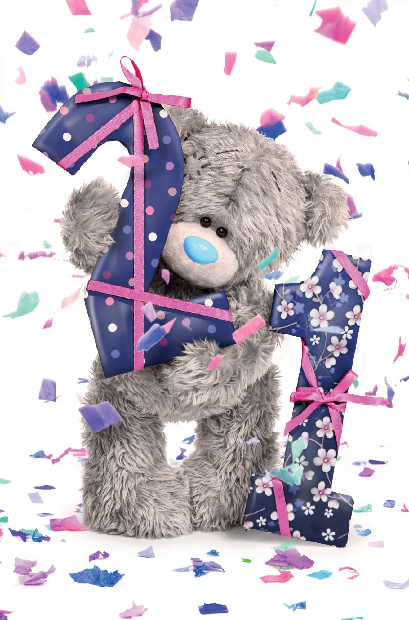 Photograph of 21st Birthday Bear Confetti Greetings Card at Nicole's Shop